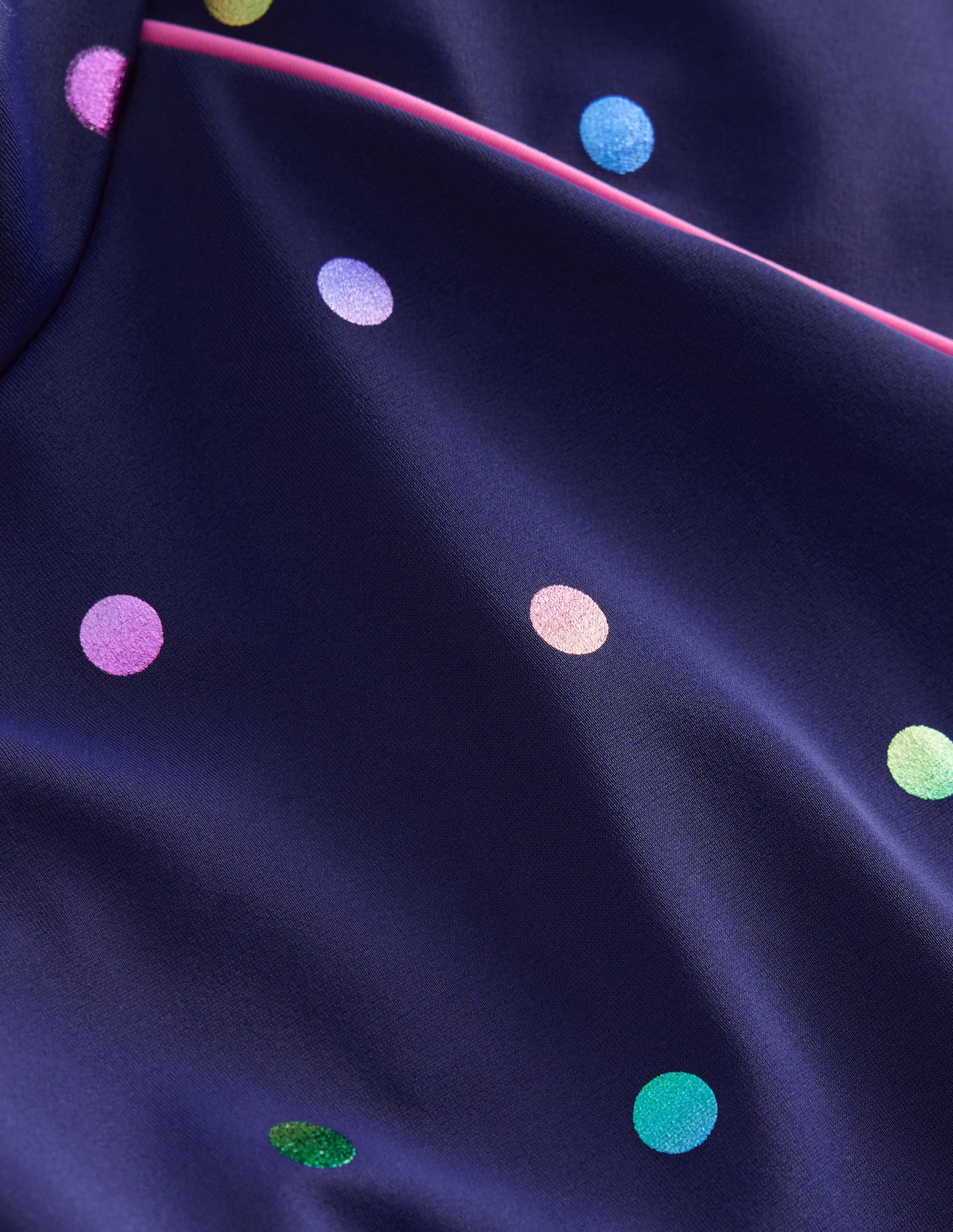 Gemustertes Badeshirt mit UV-Schutz-Marineblau Regenbogen Konfetti Punkte