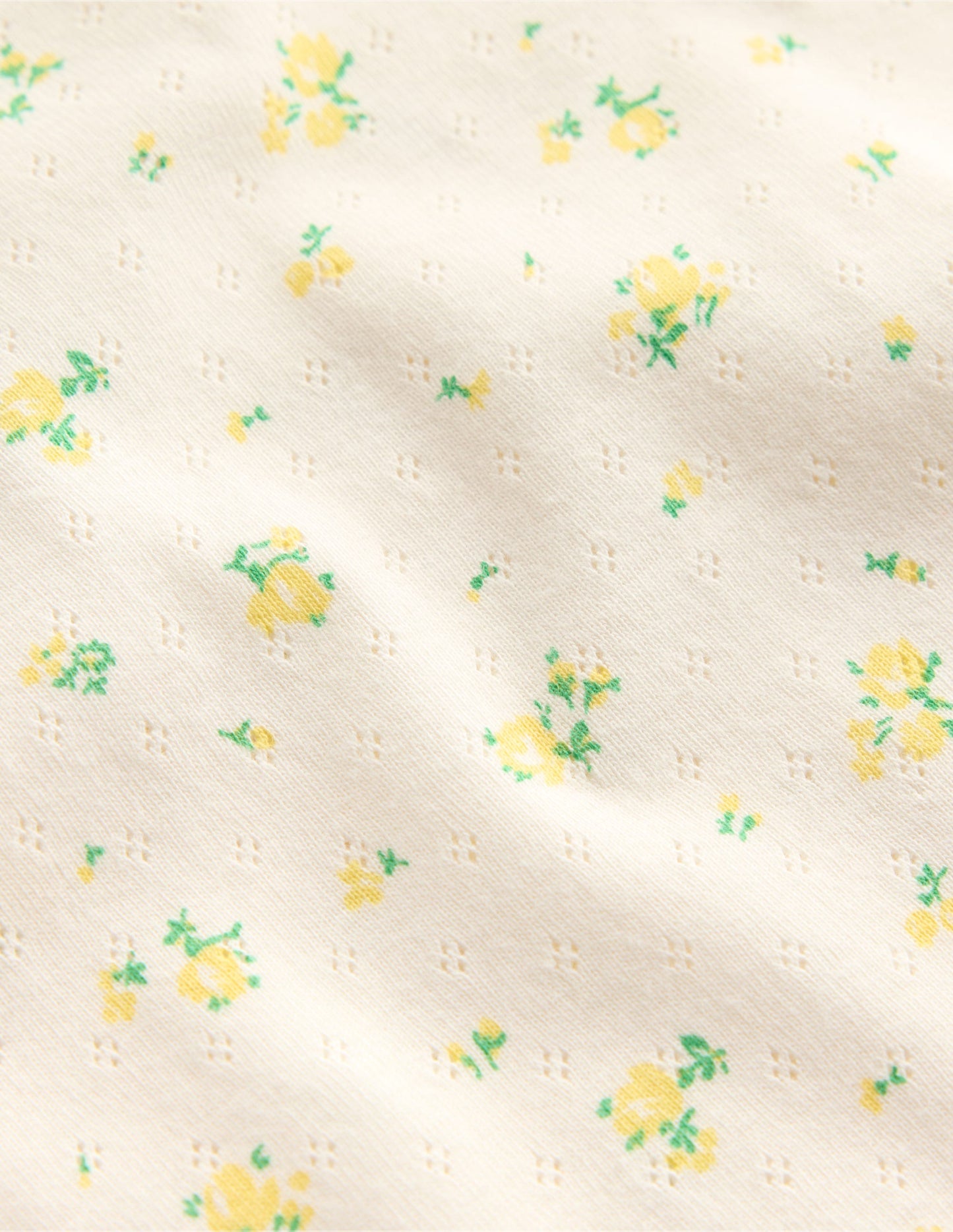 Kurzärmeliges Pointelle-Oberteil mit Rüschen-Rosenknospe Blumenmuster
