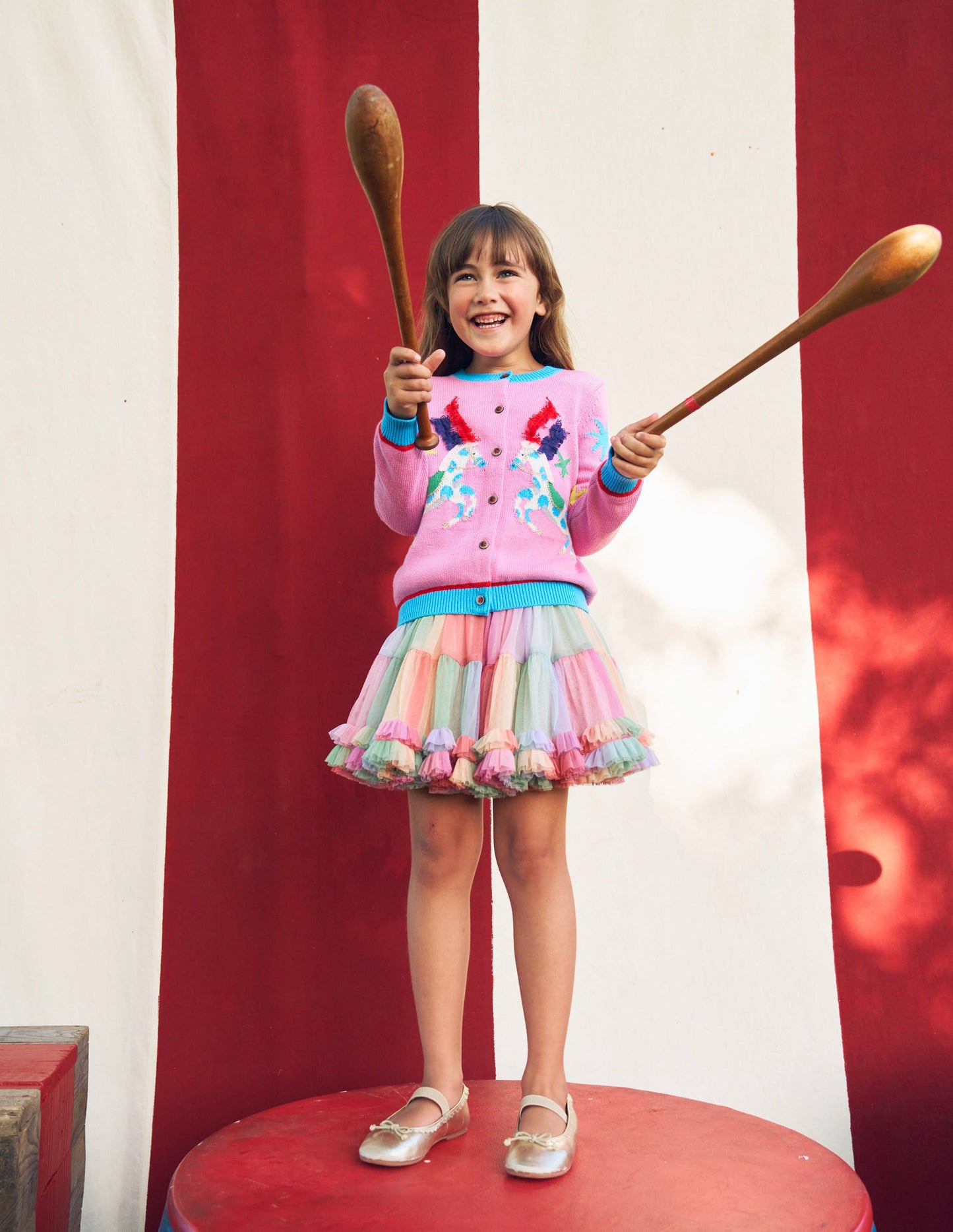 Tüllrock mit Rüschen-Bunt