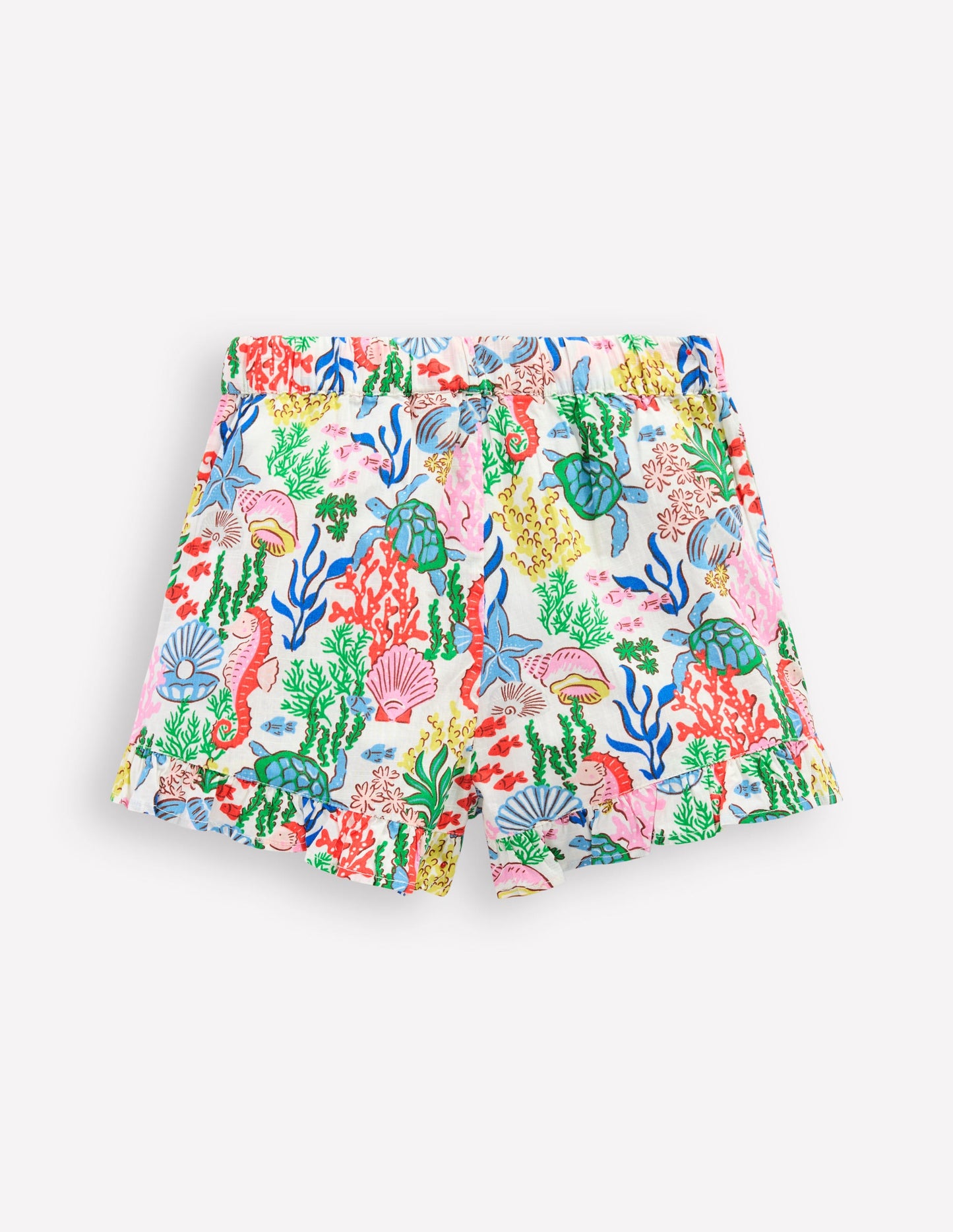 Juniper Gewebte Shorts mit Rüschen-Bunt Korallenbucht