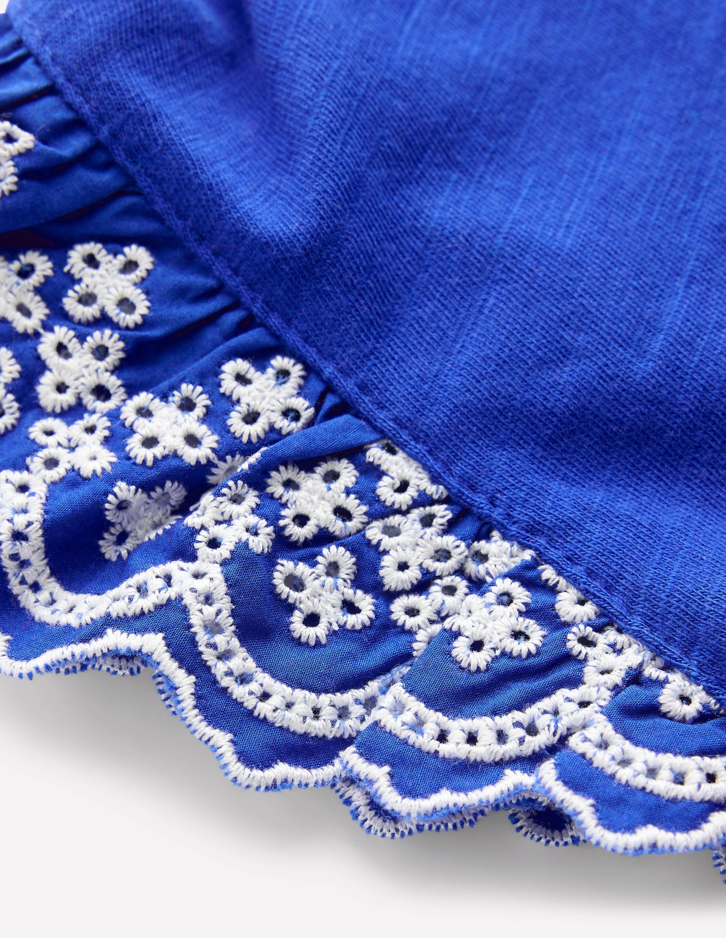 Margaret T-Shirt mit Lochstickerei und Rüschen-Orionblau