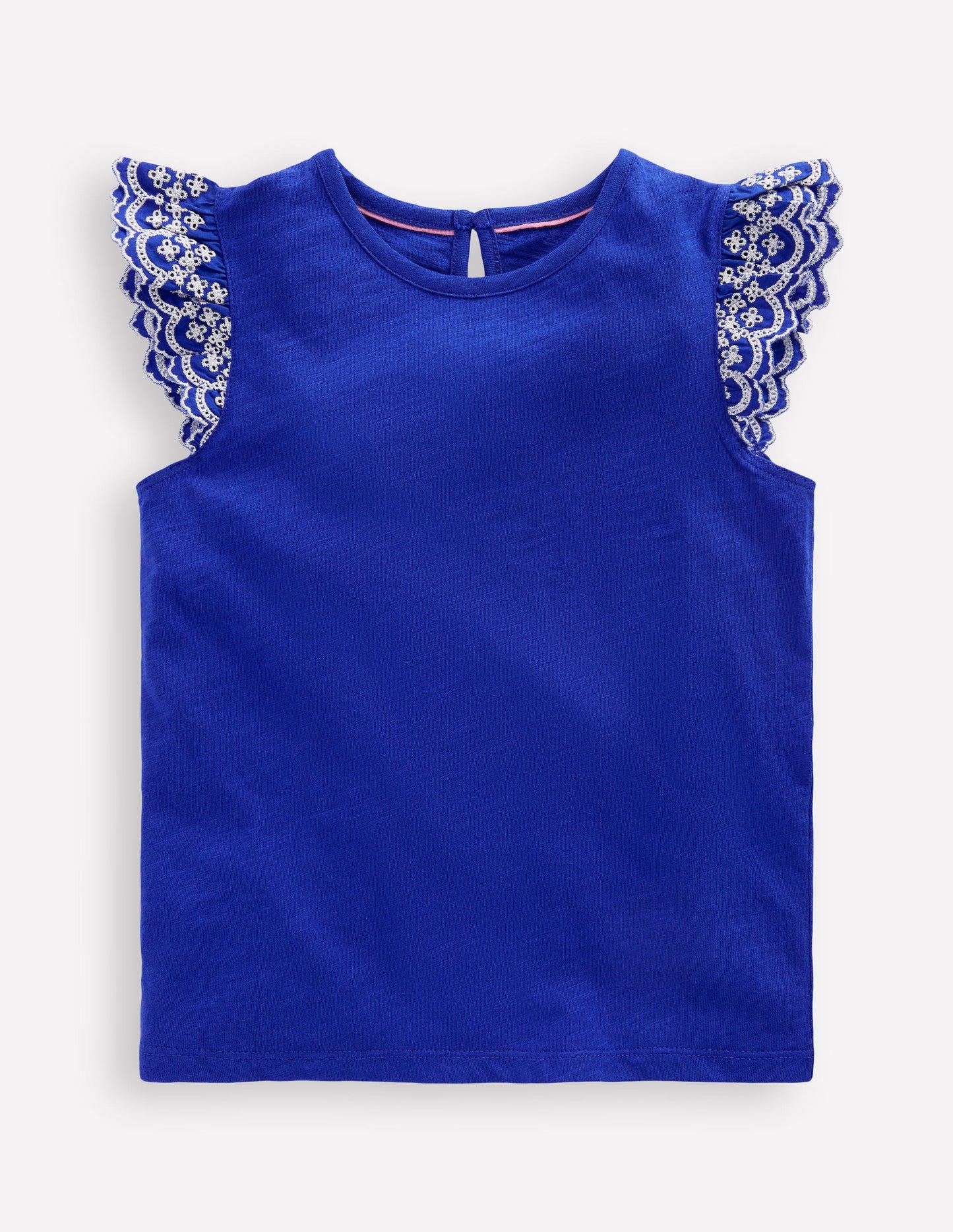 Margaret T-Shirt mit Lochstickerei und Rüschen-Orionblau