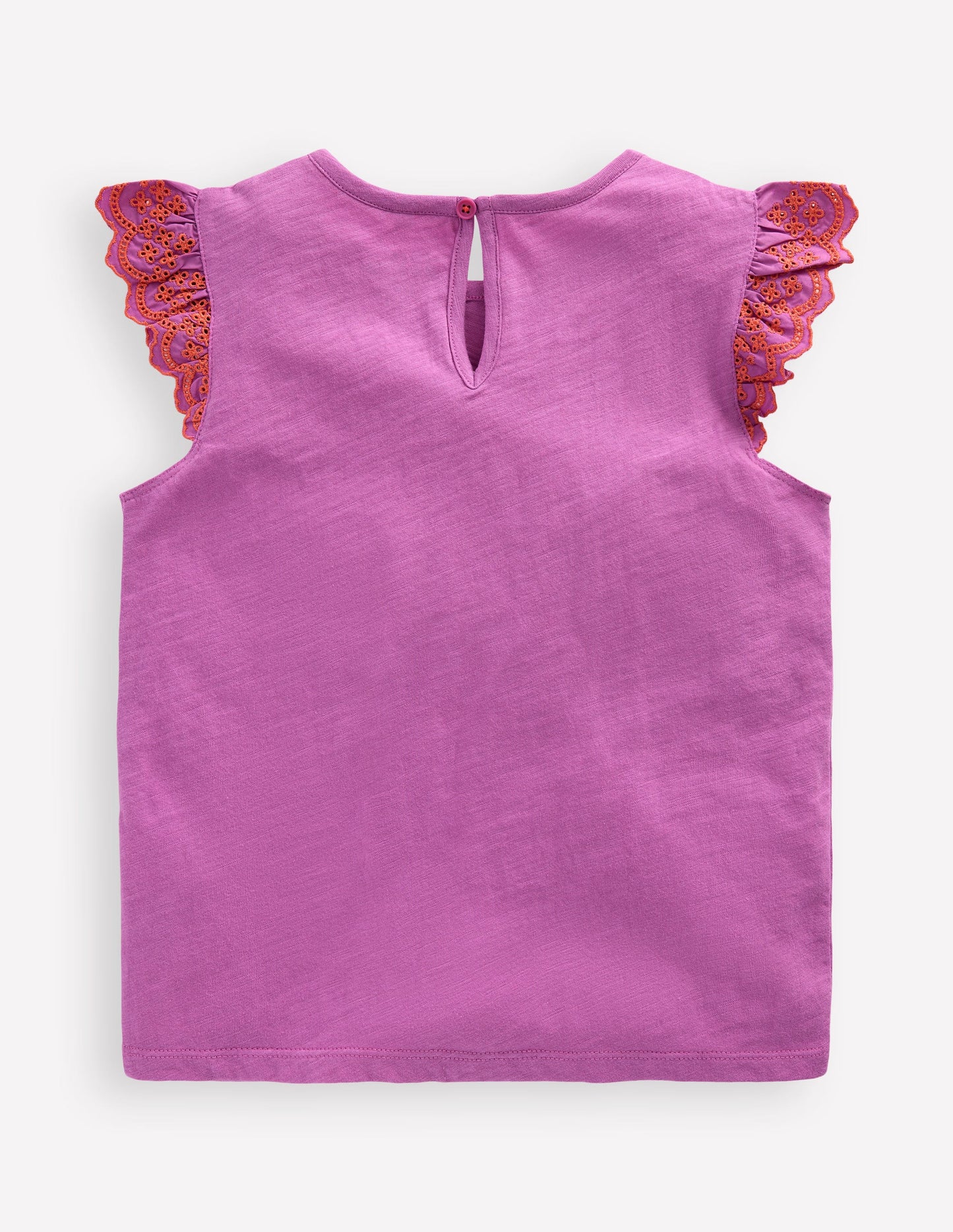 Margaret T-Shirt mit Lochstickerei und Rüschen-Orchideenlila