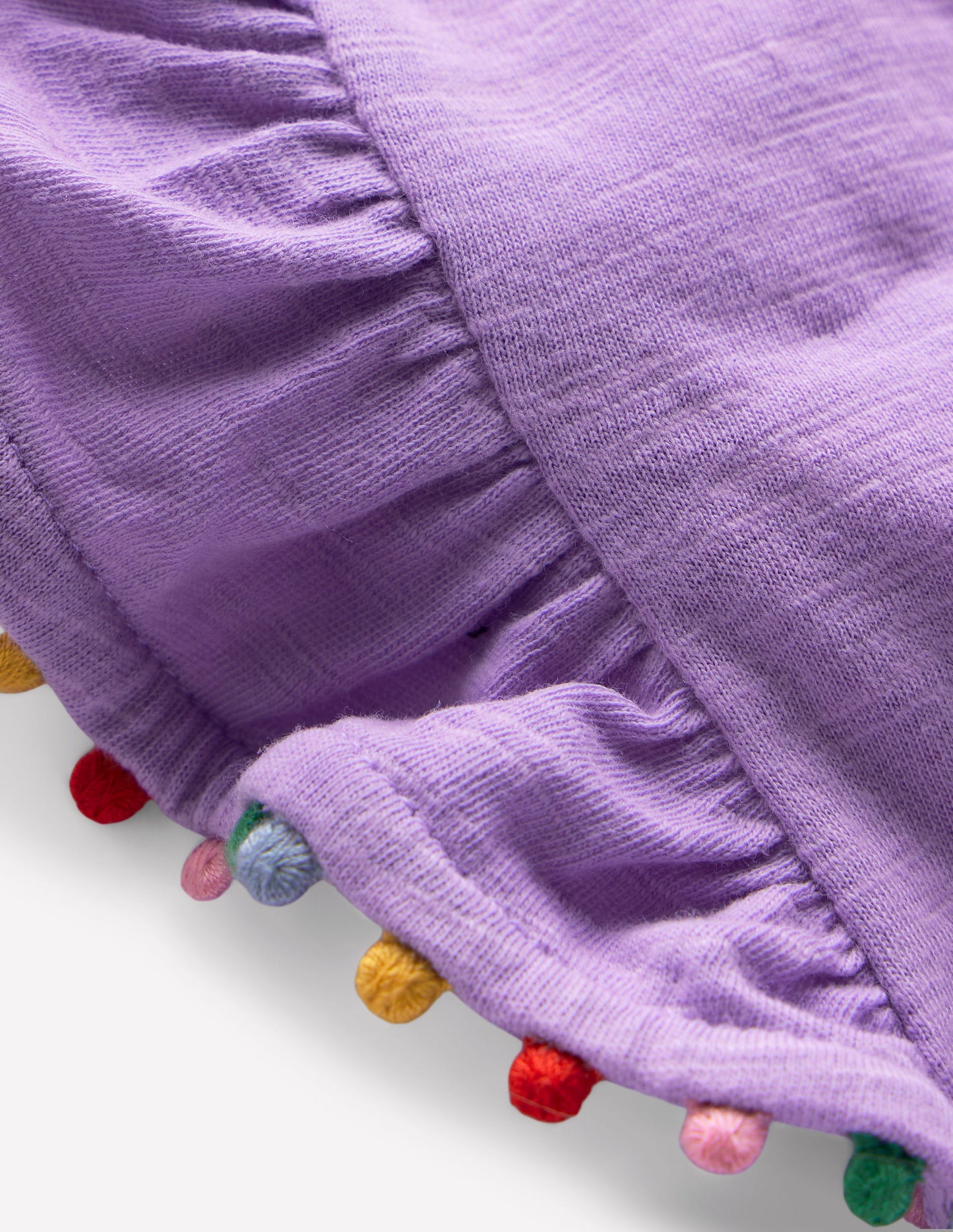 Oberteil mit Rüschenärmeln und Bommeln-Parma-Violett Purpur