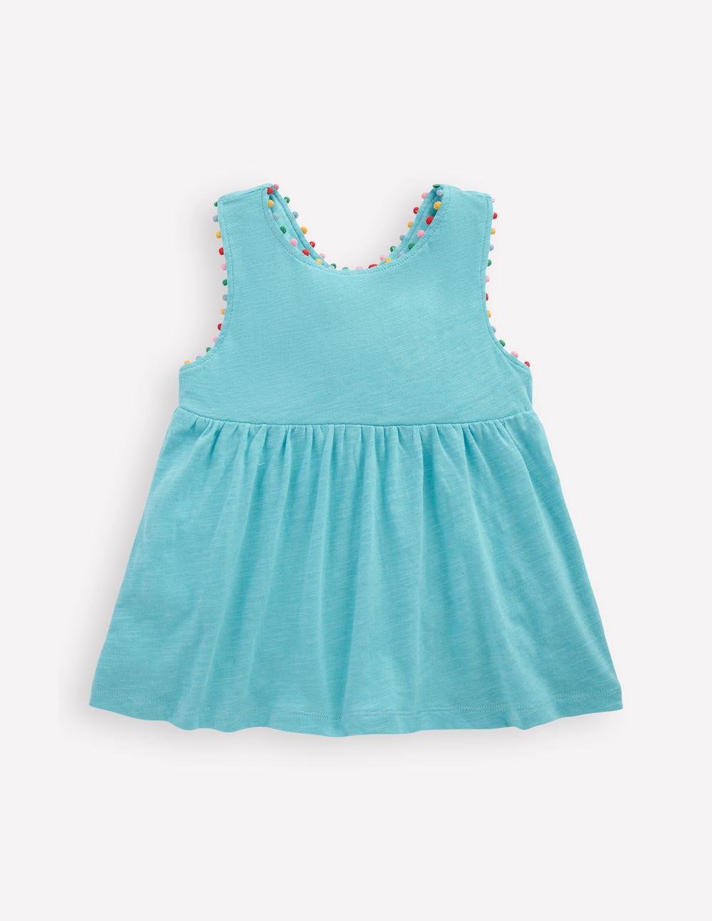 Top mit gekreuzten Rückenträgern und Bommeln-Karibikblau