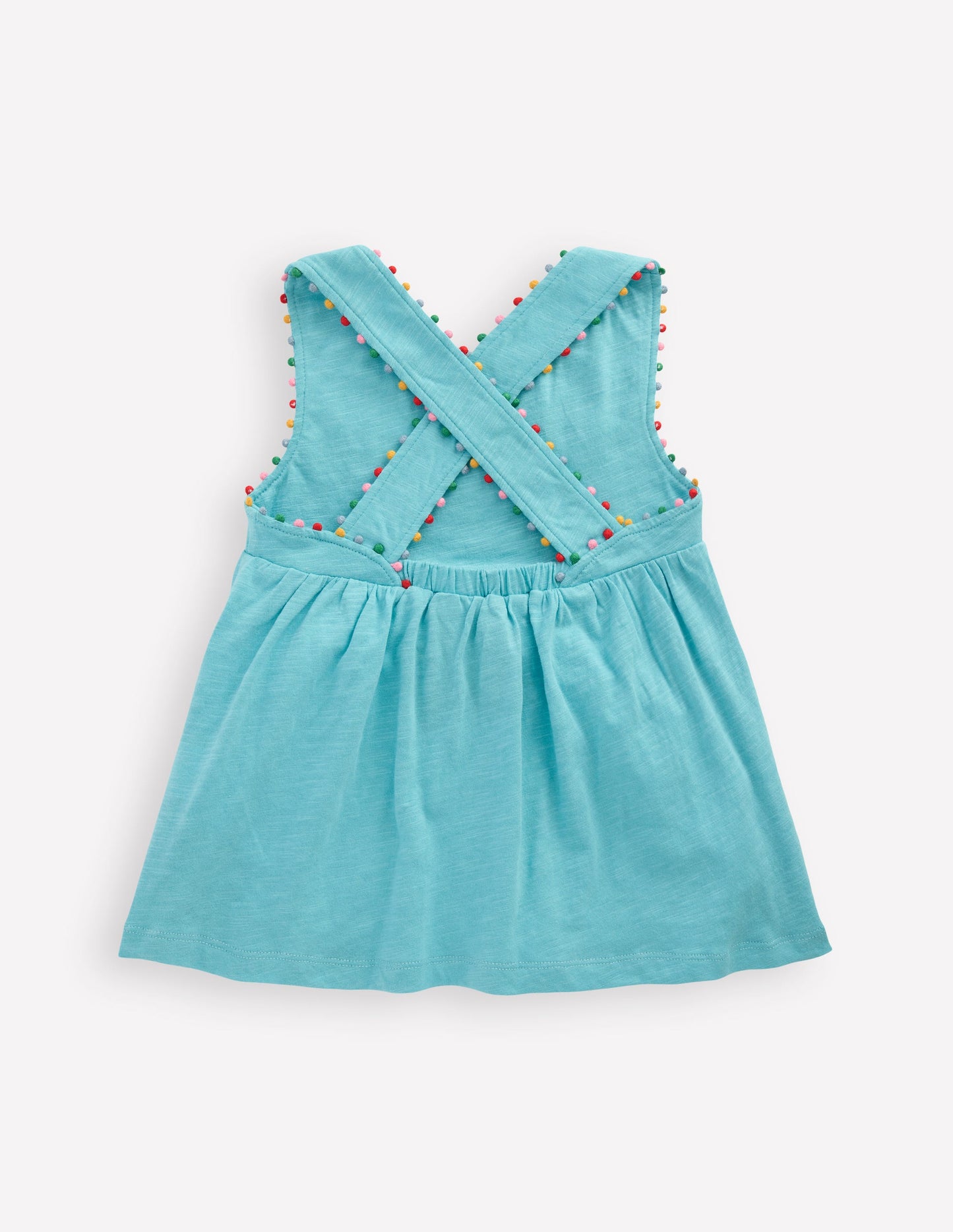 Top mit gekreuzten Rückenträgern und Bommeln-Karibikblau