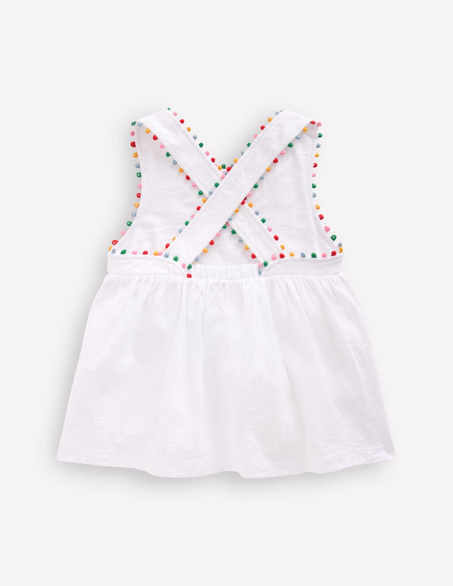 Top mit gekreuzten Rückenträgern und Bommeln-Weiß