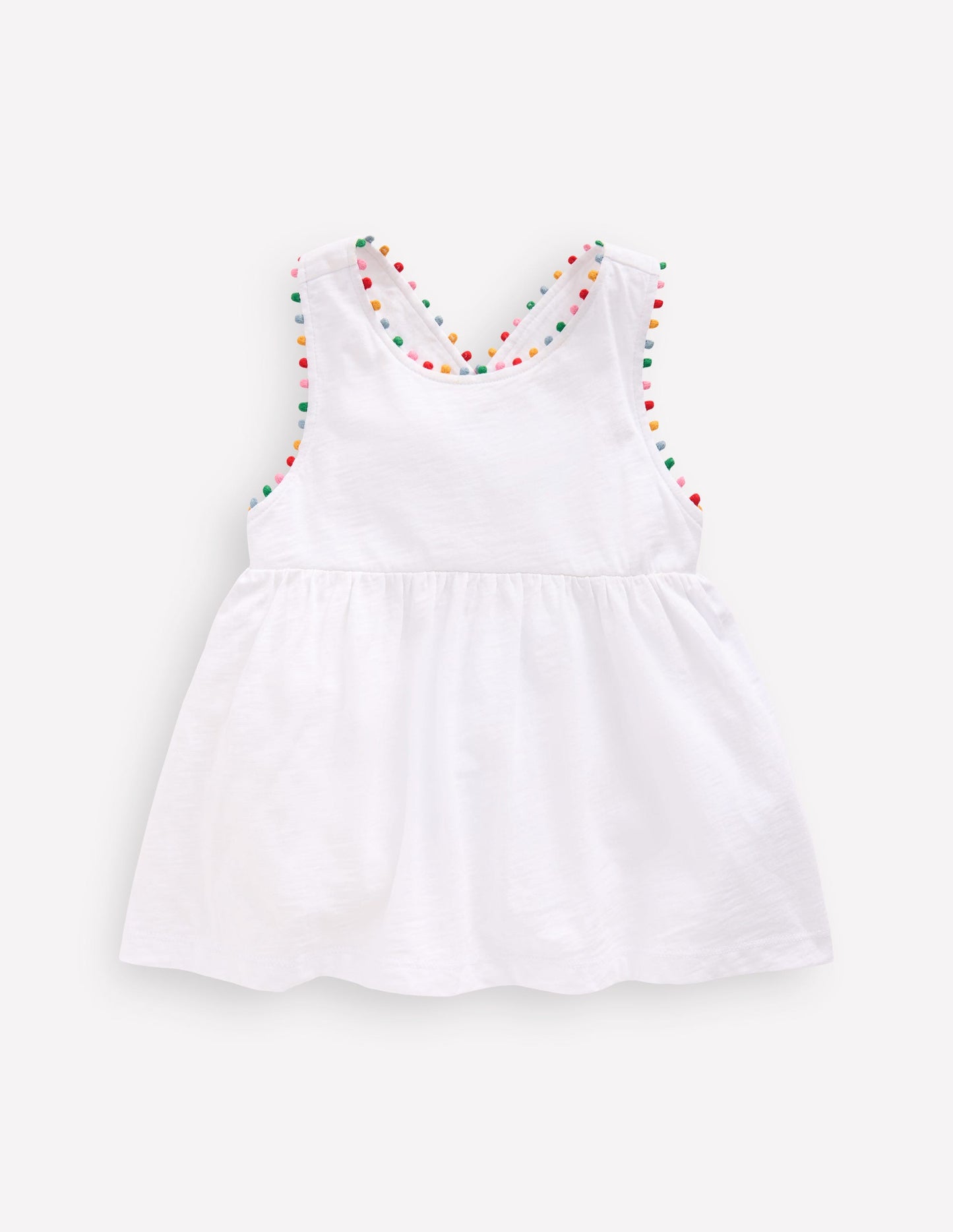 Top mit gekreuzten Rückenträgern und Bommeln-Weiß