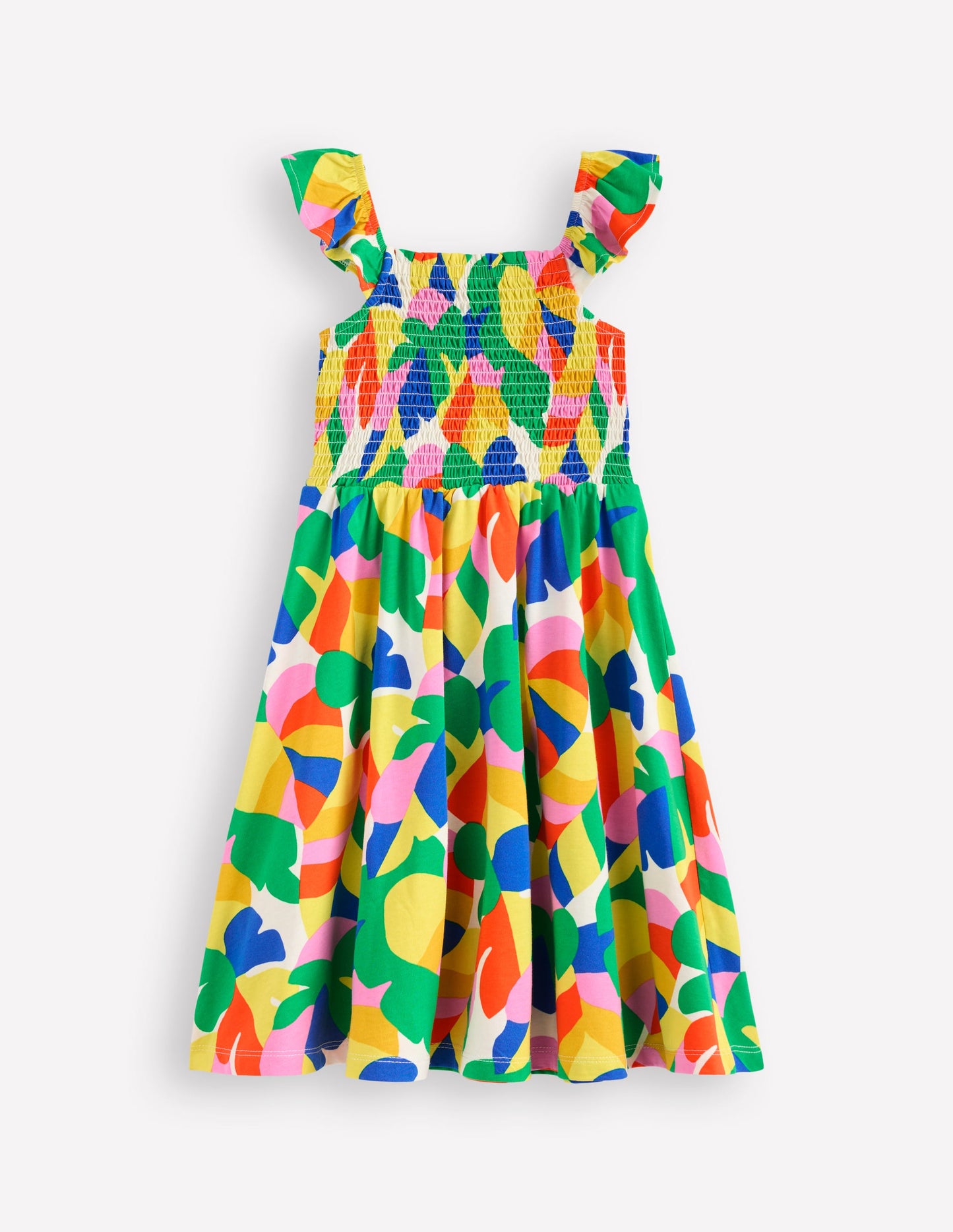 Willa Gerafftes Jerseykleid-Bunt Abstrakt Palme
