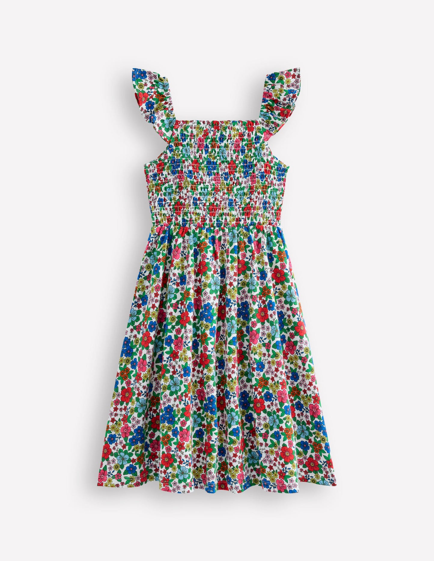 Willa Gerafftes Jerseykleid-Bunt Urlaub Blumenbeet