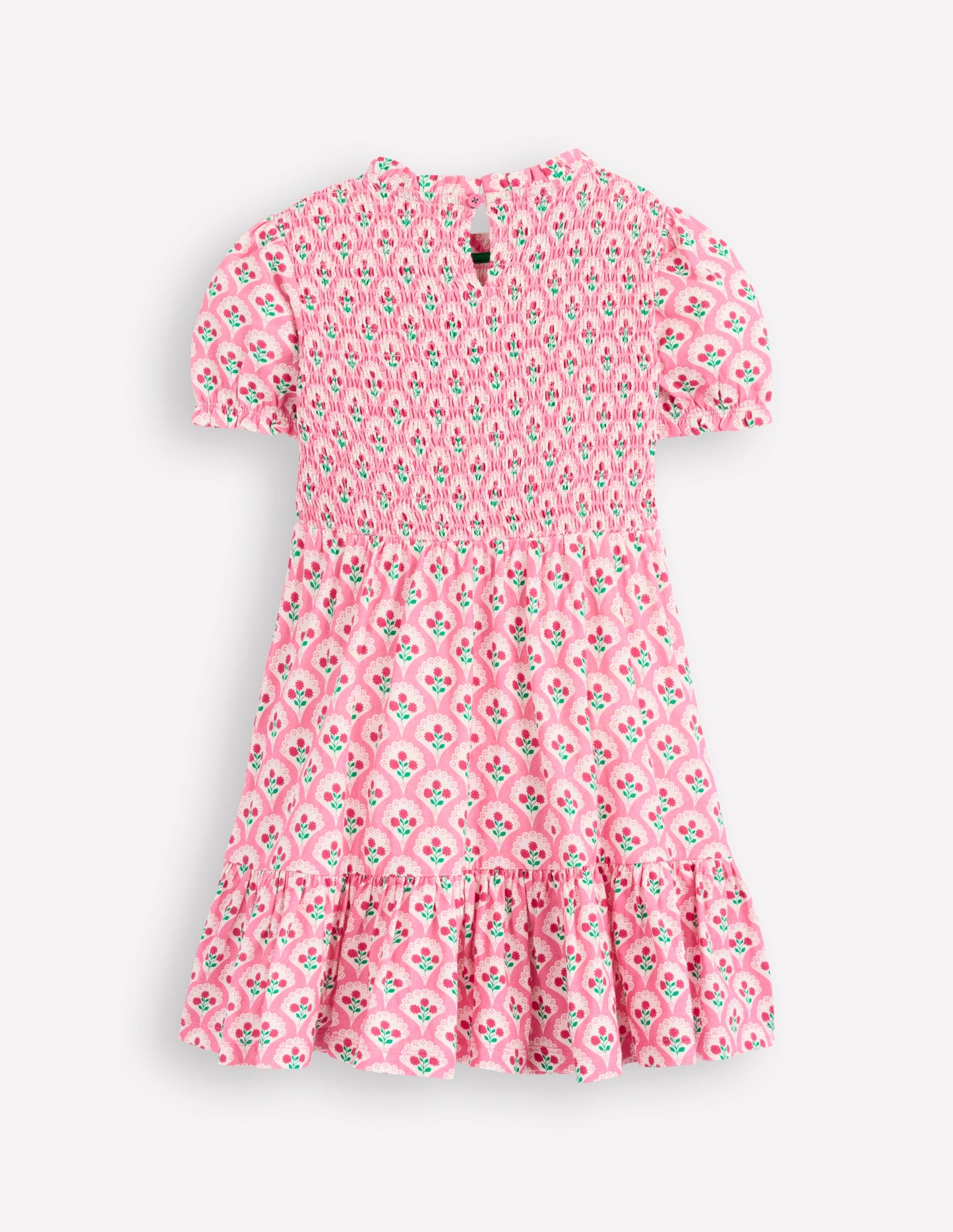 Aurora Gerafftes Kleid zum Herumwirbeln-Rosa Rose Holzblock Blumenmuster