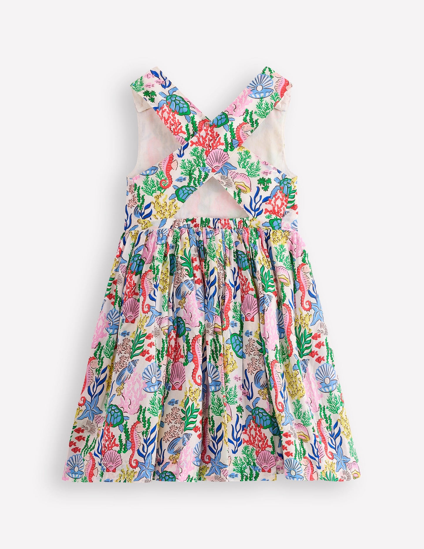 Harper Kleid mit gekreuzten Rückenträgern-Bunt Korallenbucht