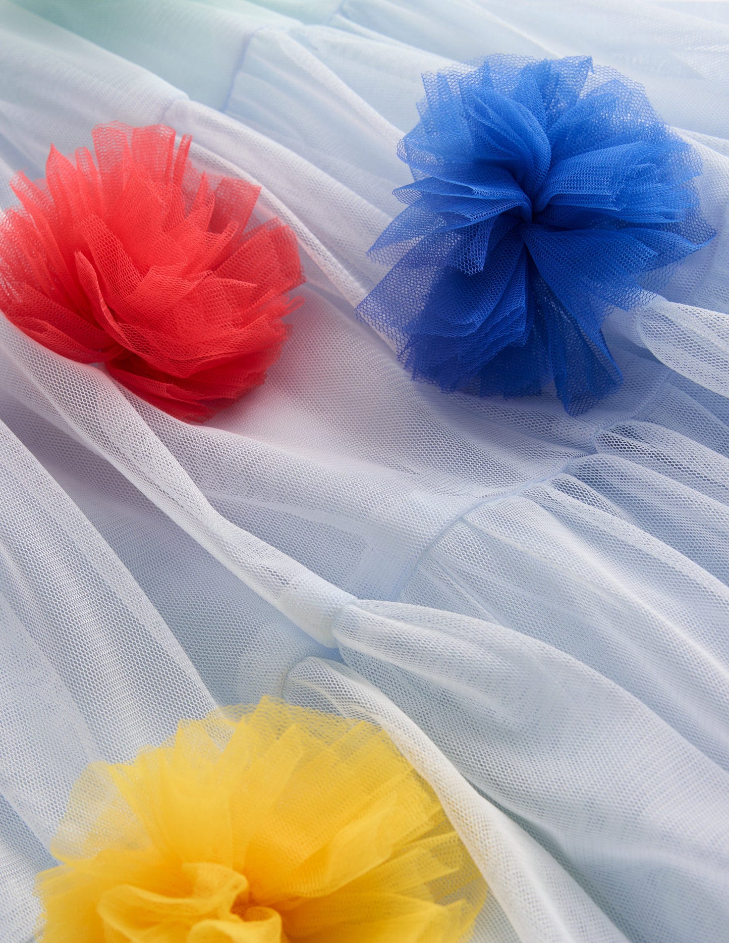 Rainbow Ombre Tulle Dress-Blue Multi Pom