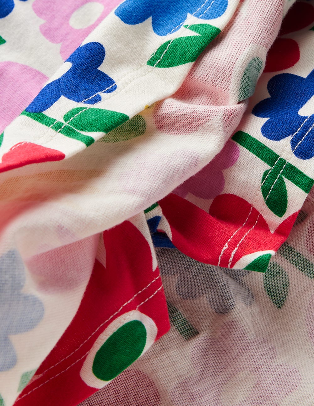 Jupe-short volantée en jersey-Fleurs pop multi