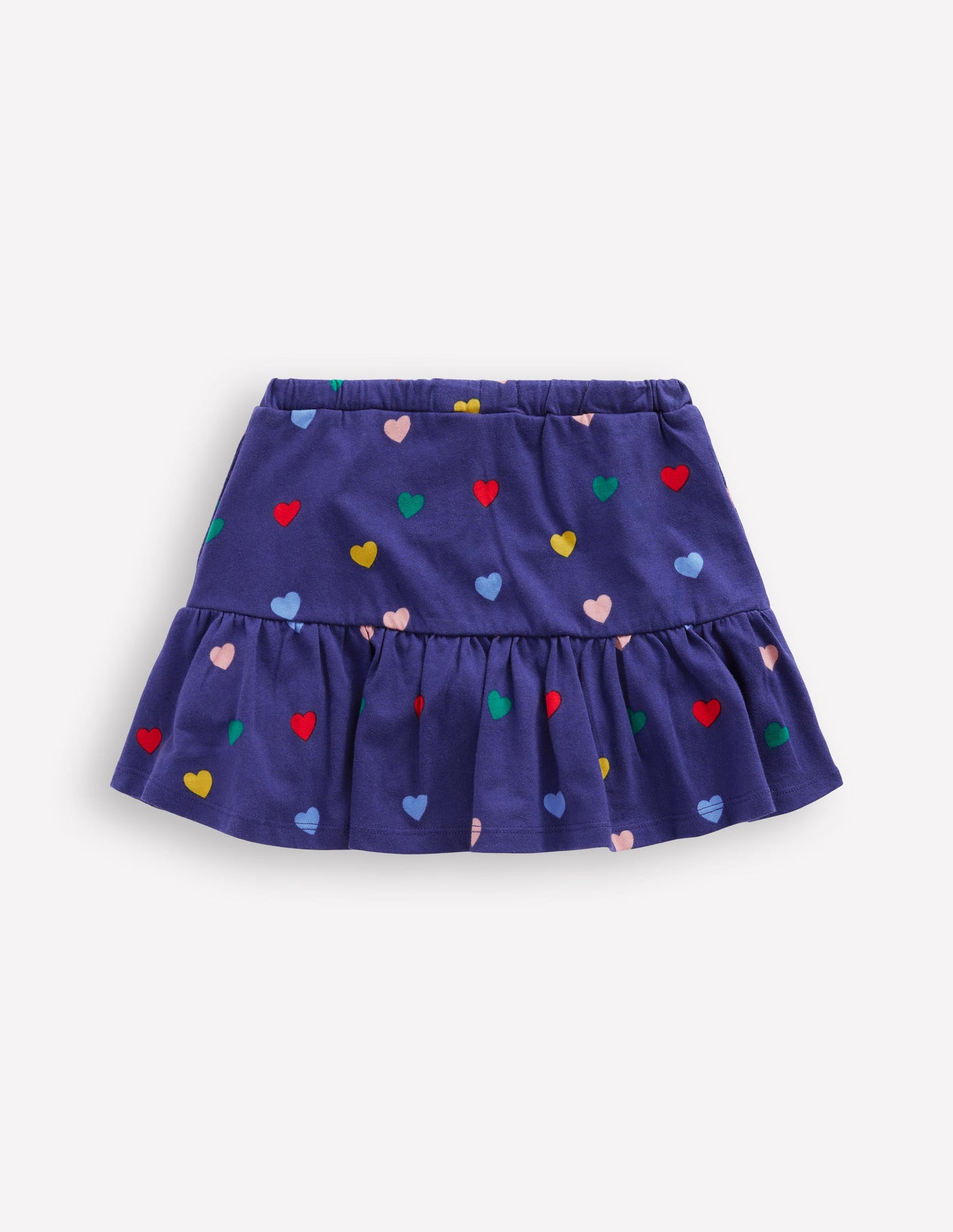 Jupe-short volantée en jersey-Cœurs bleu tribord multi