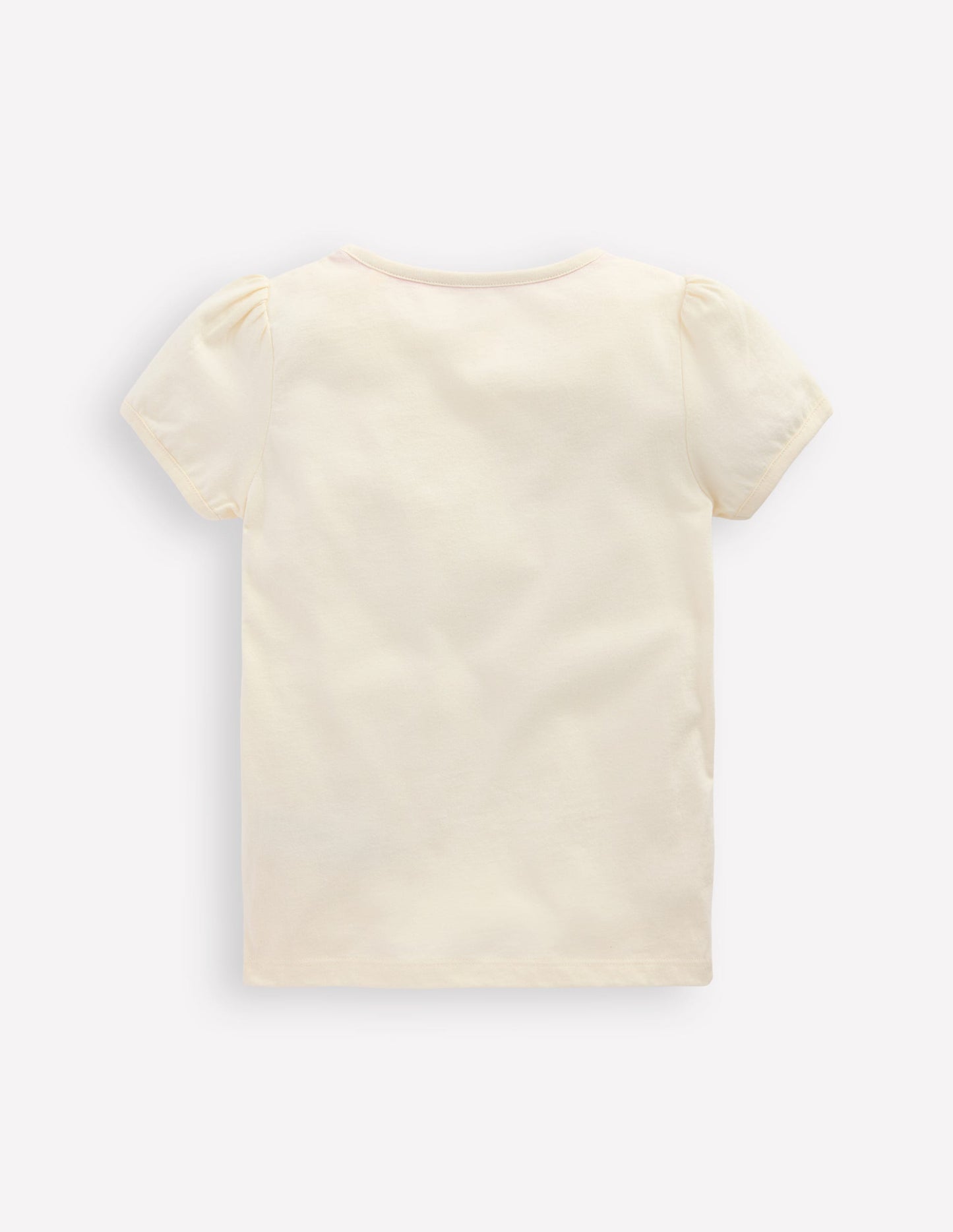 T-Shirt mit Puffärmeln und Applikation-Sanftes Naturweiß Pferd
