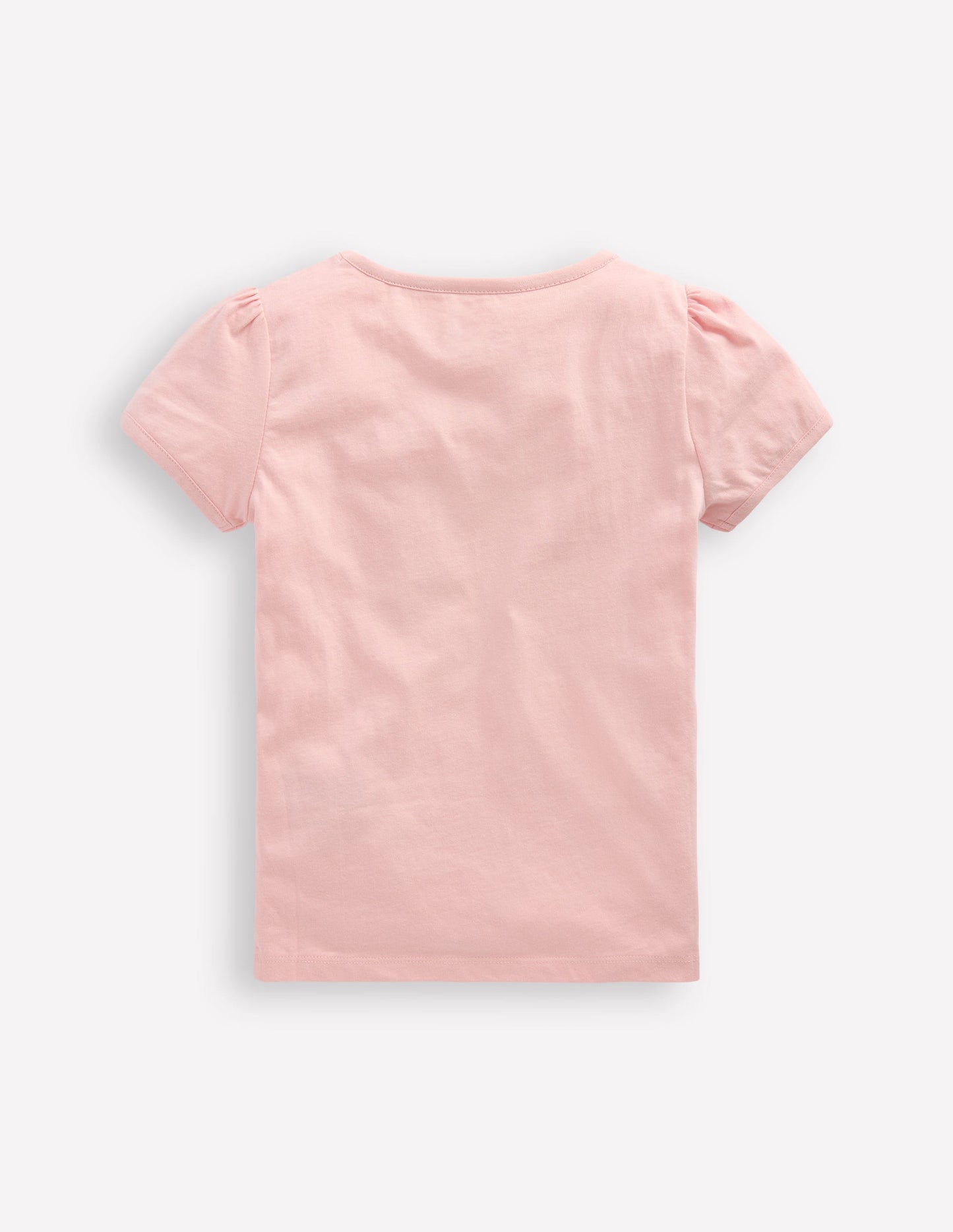 T-Shirt mit Puffärmeln und Applikation-Kreiderosa Limonade Hase