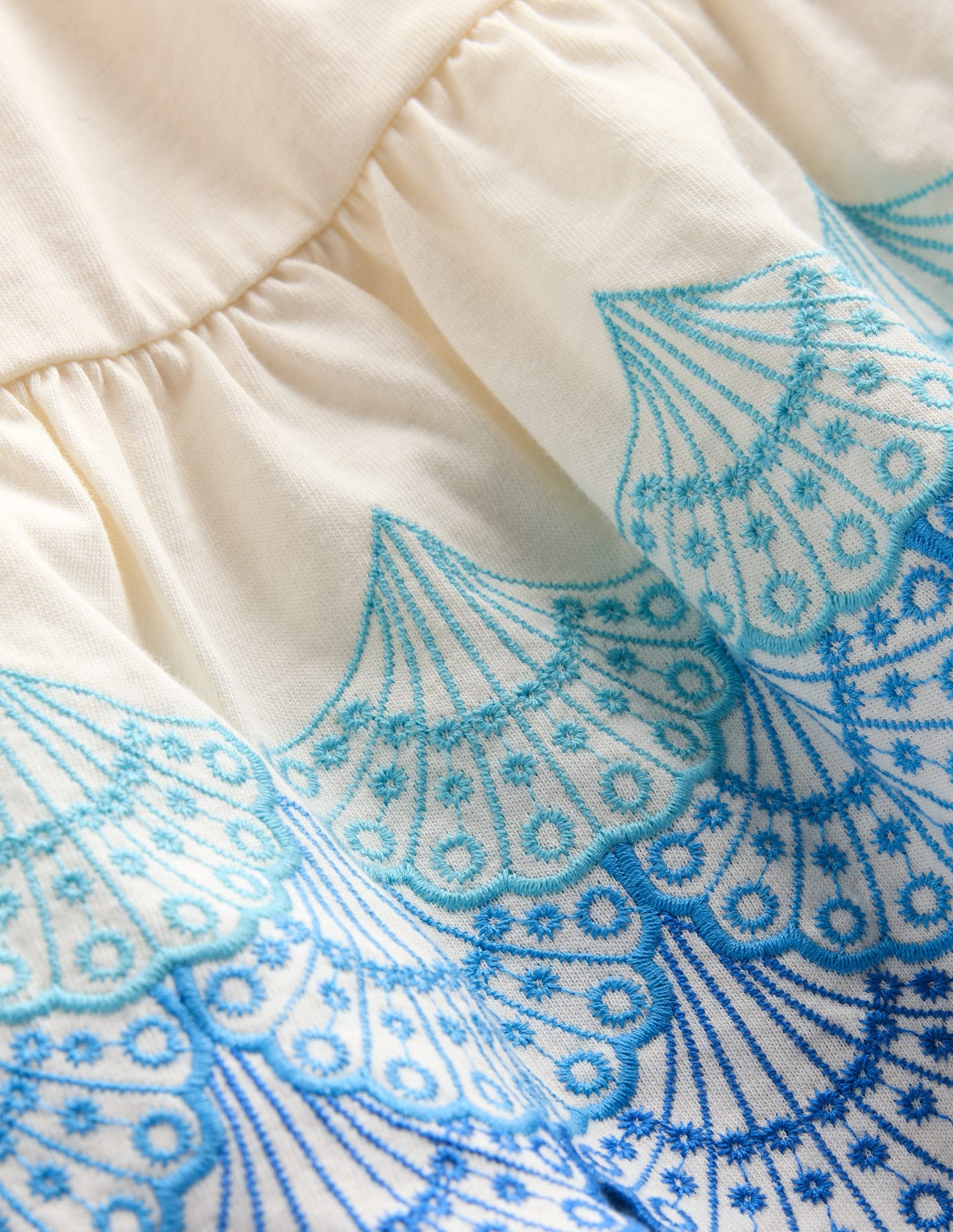 Enza Broderie Hem Jersey Dress-Soft Ivory Shells