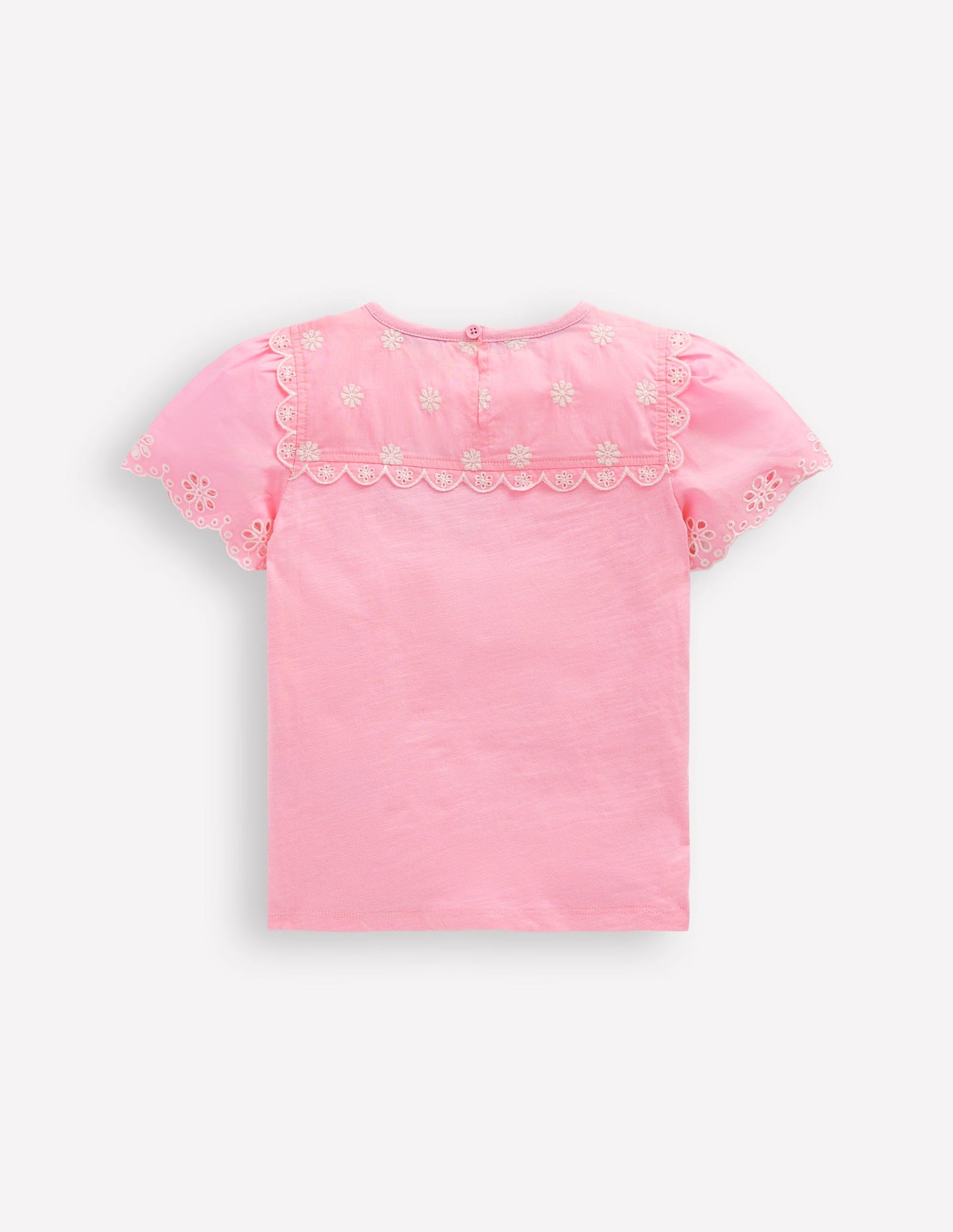 T-Shirt mit Lochstickerei an den Ärmeln-Vintage-Mauve