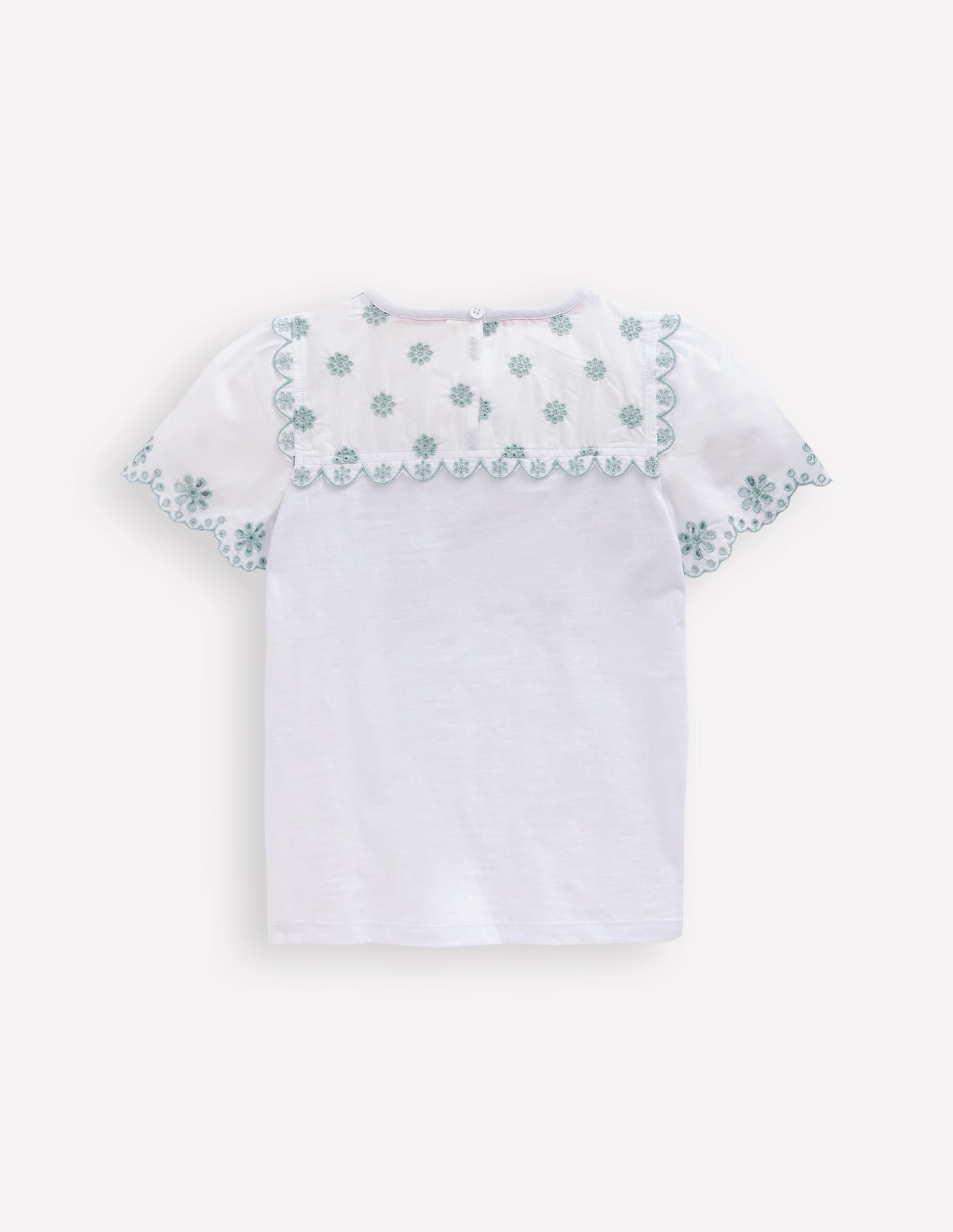 T-Shirt mit Lochstickerei an den Ärmeln-Weiß