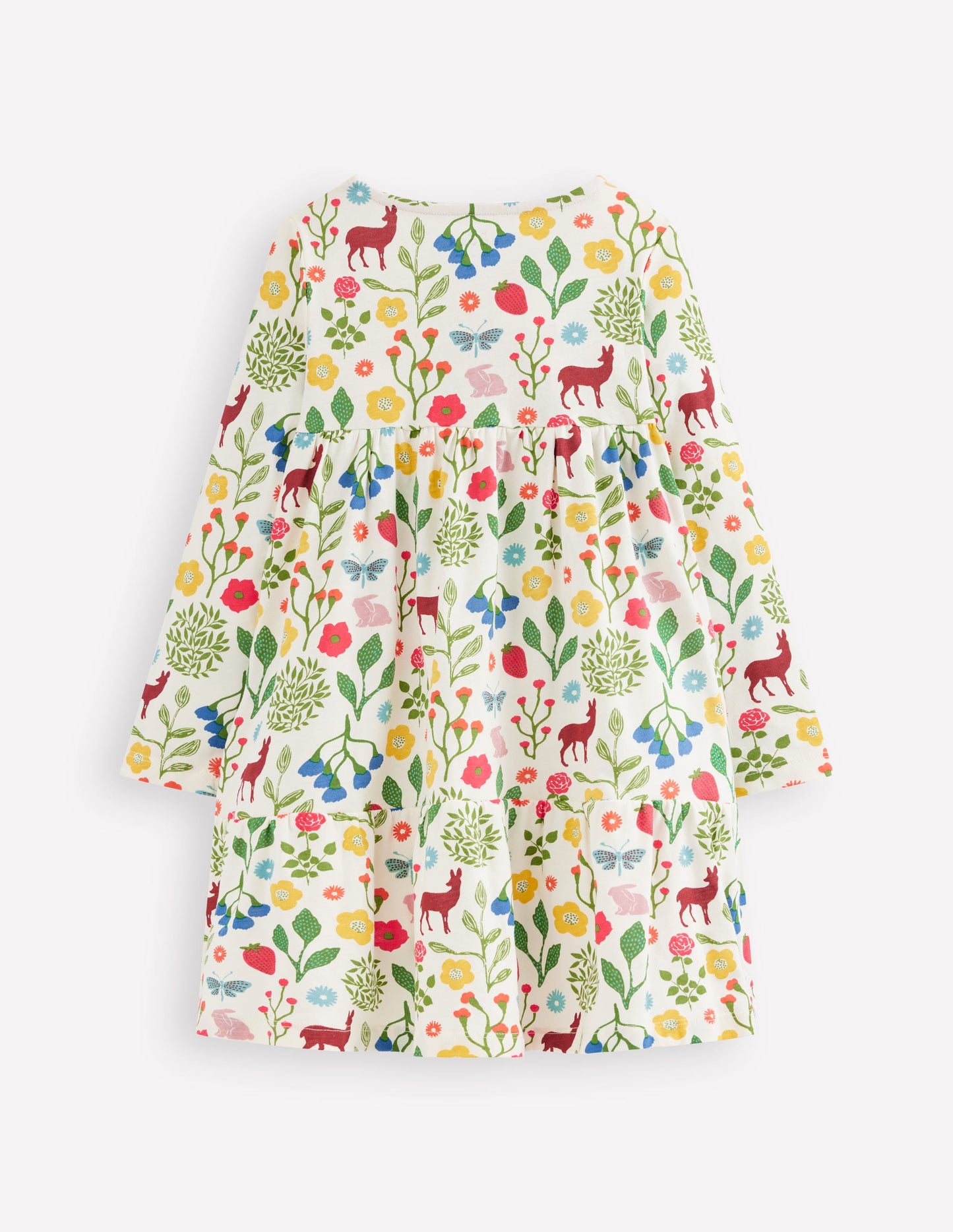 Ariel Langärmliges, schwingendes Kleid-Sanftes Naturweiß Waldspaziergang