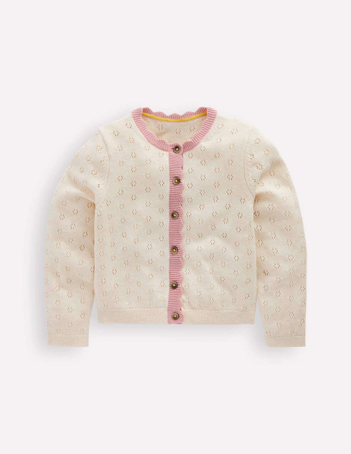 Strickjacke mit Muschelsaum für den Alltag-Sanftes Naturweiß