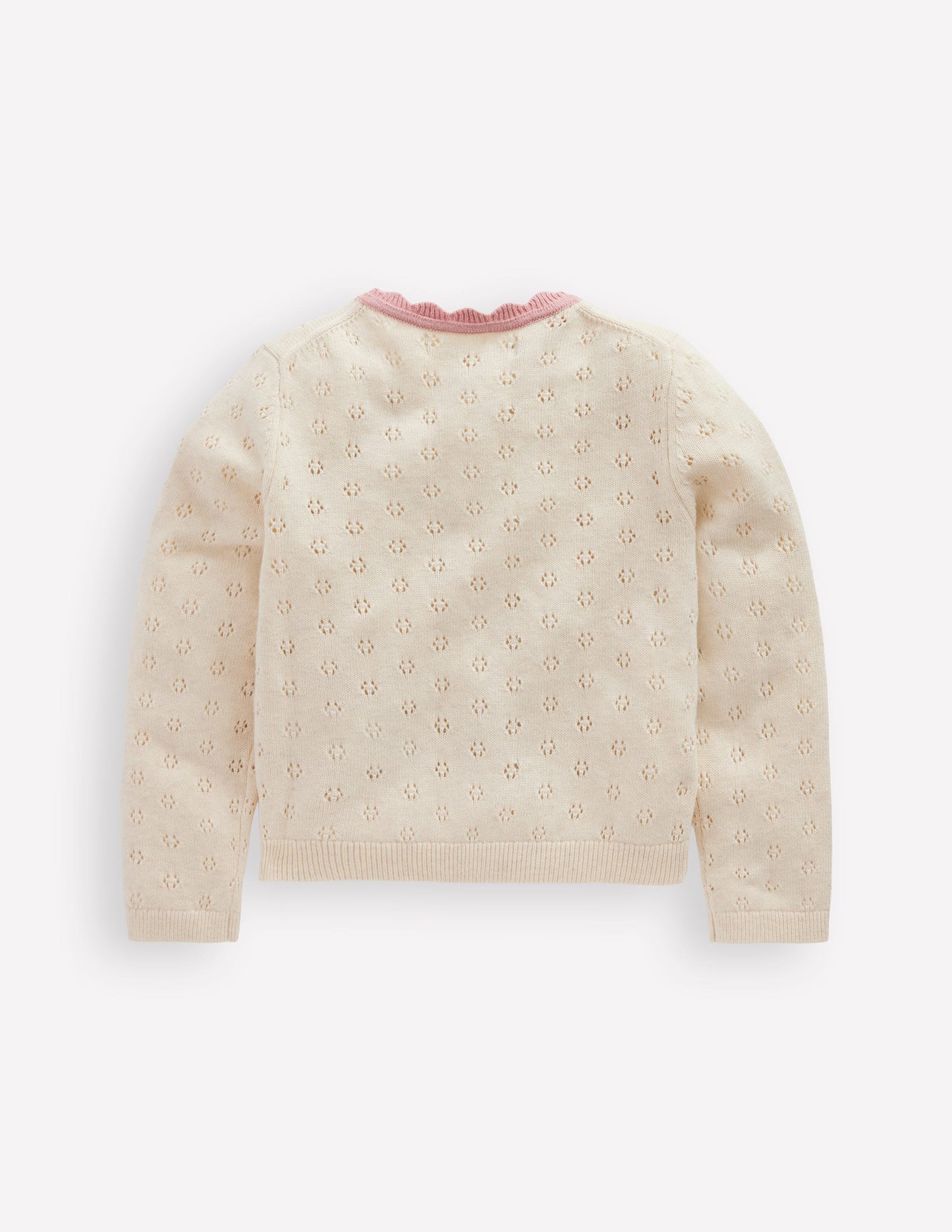 Strickjacke mit Muschelsaum für den Alltag-Sanftes Naturweiß
