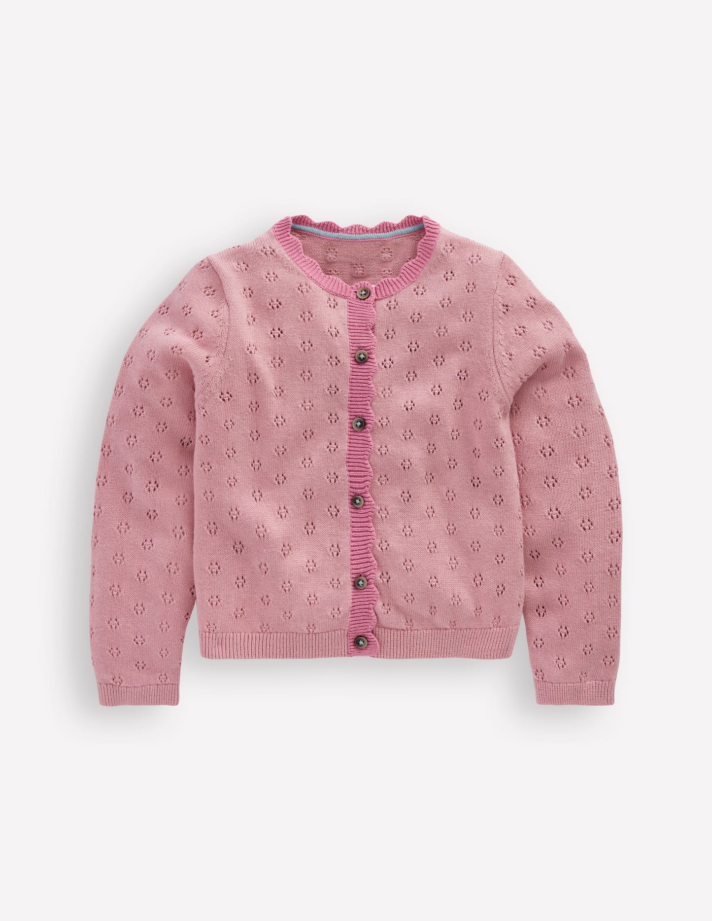 Strickjacke mit Muschelsaum für den Alltag-Vintage-Rosa