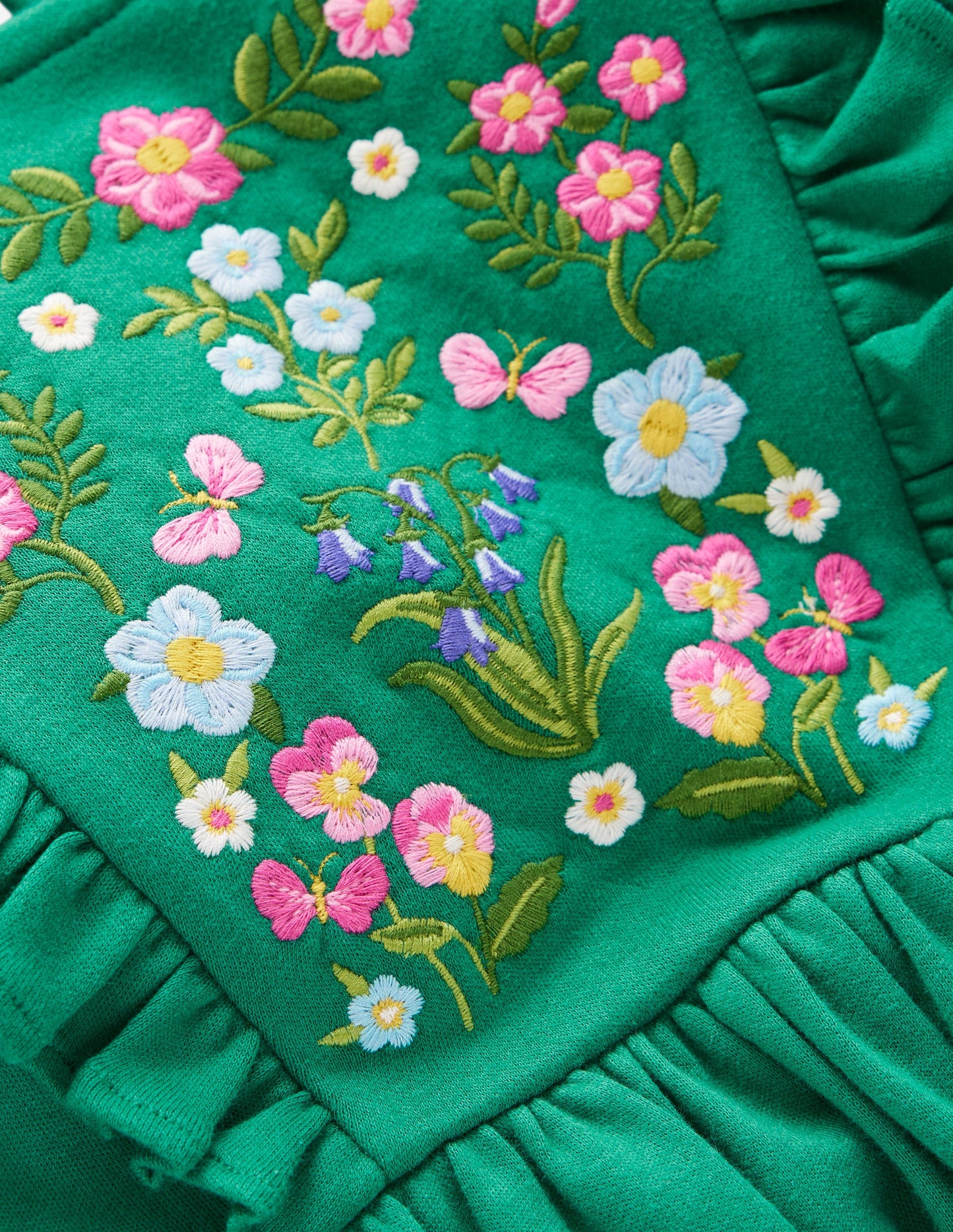 Robe corsage brodée-Vert joyau