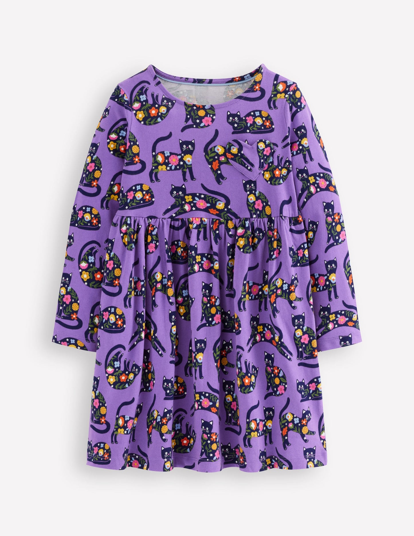 Robe en jersey fun avec poche en cœur-Chats effrayants topaze violette
