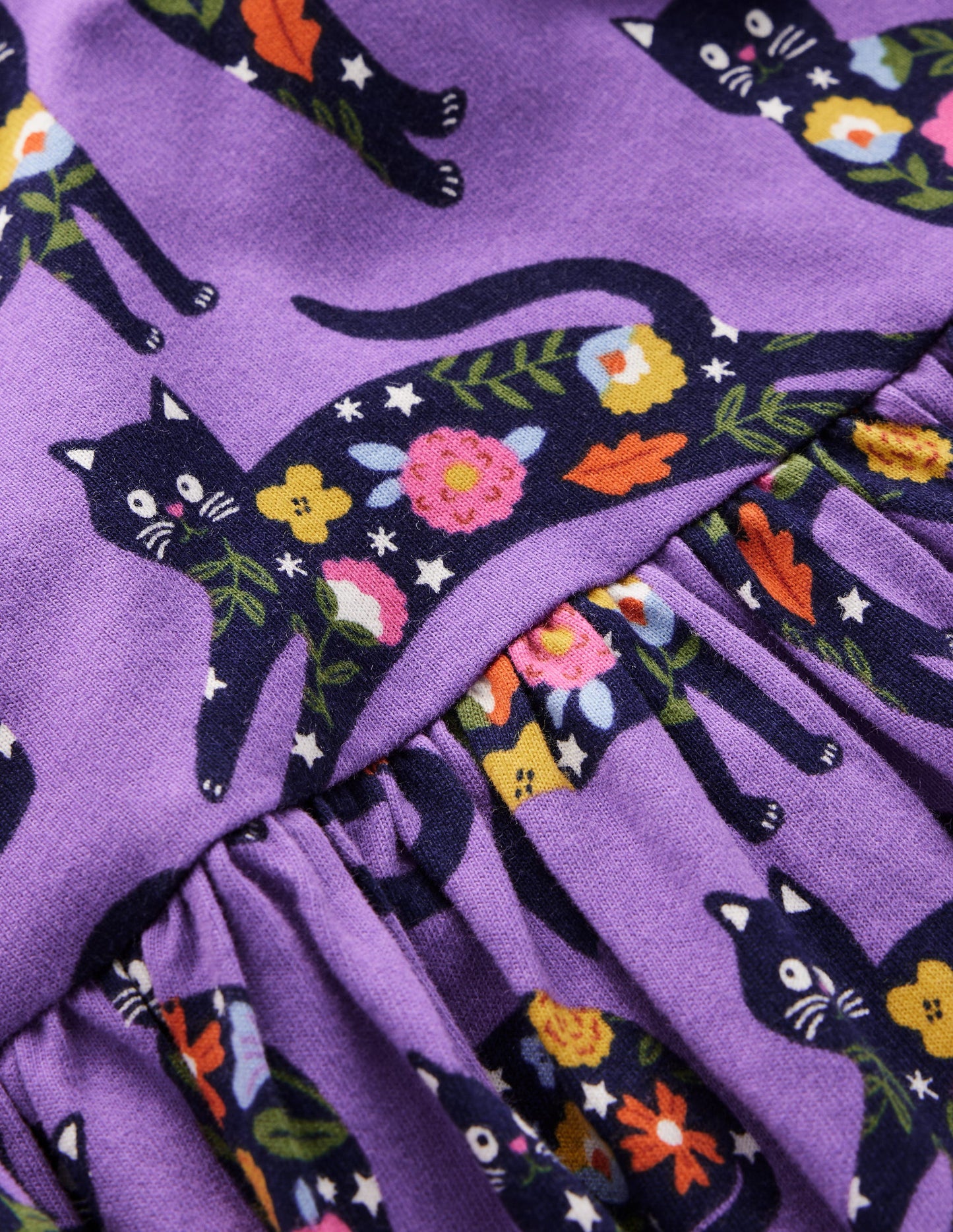 Robe en jersey fun avec poche en cœur-Chats effrayants topaze violette