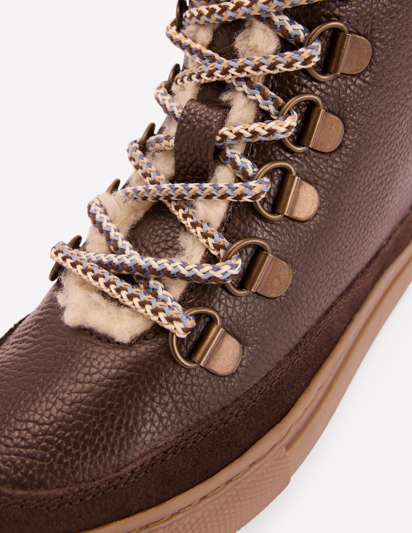 Schnürstiefel mit Teddyfell-Braun
