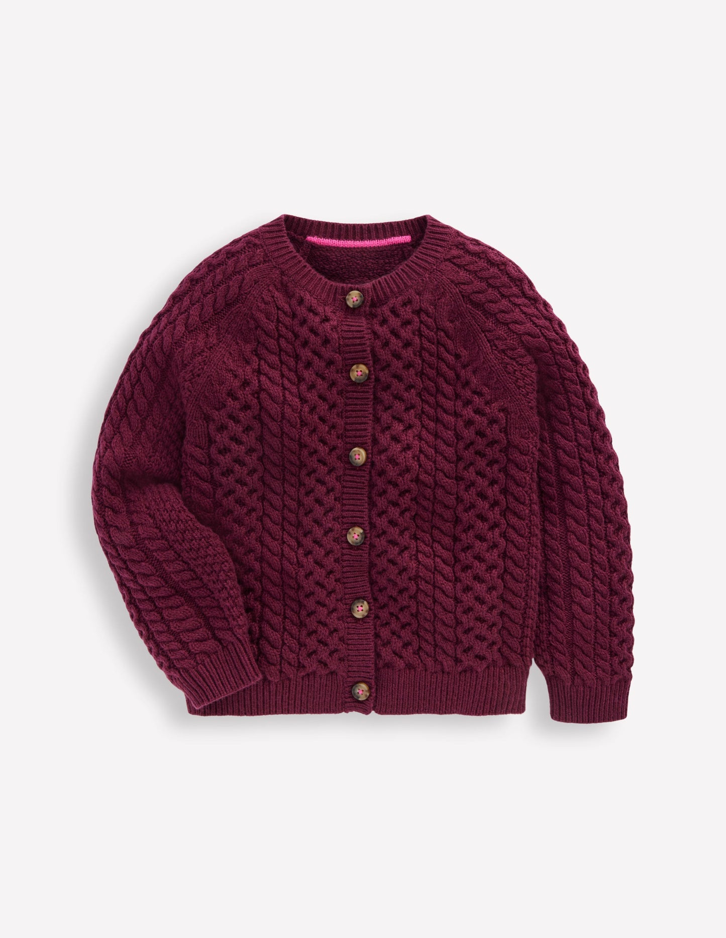 Strickjacke mit Zopfmuster-Pflaume