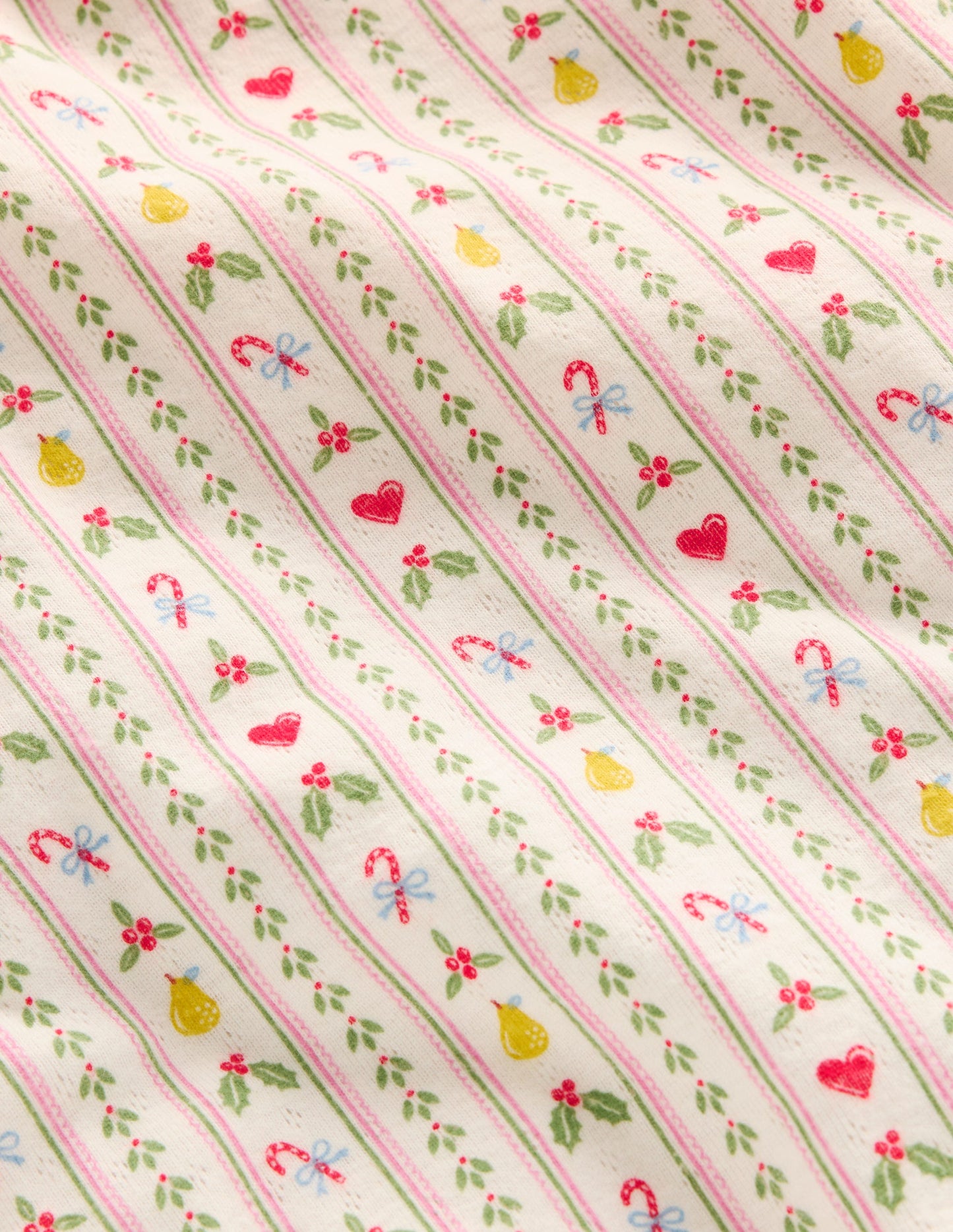 Langärmeliges Oberteil mit Pointelle-Muster-Sanftes Naturweiß Nussknacker Streifen