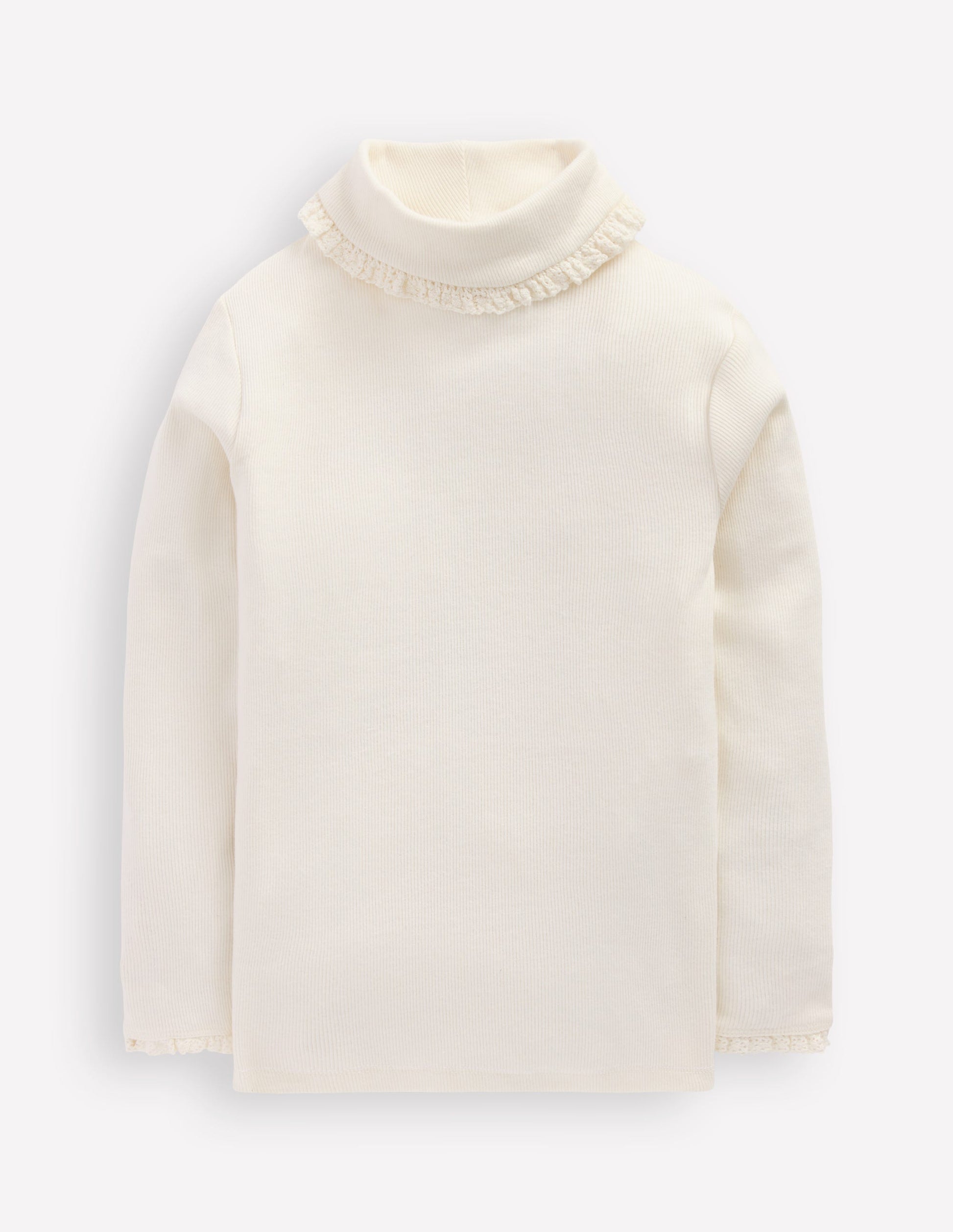 Ribbed Roll Neck Top-Ivory-4