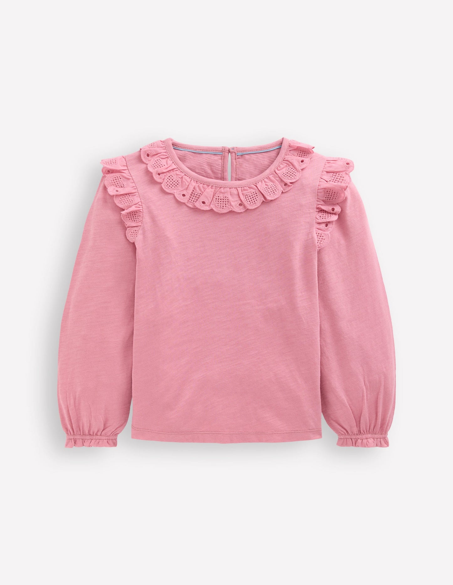 Oberteil mit Lochstickerei und Herzbesatz-Rosa Schleier