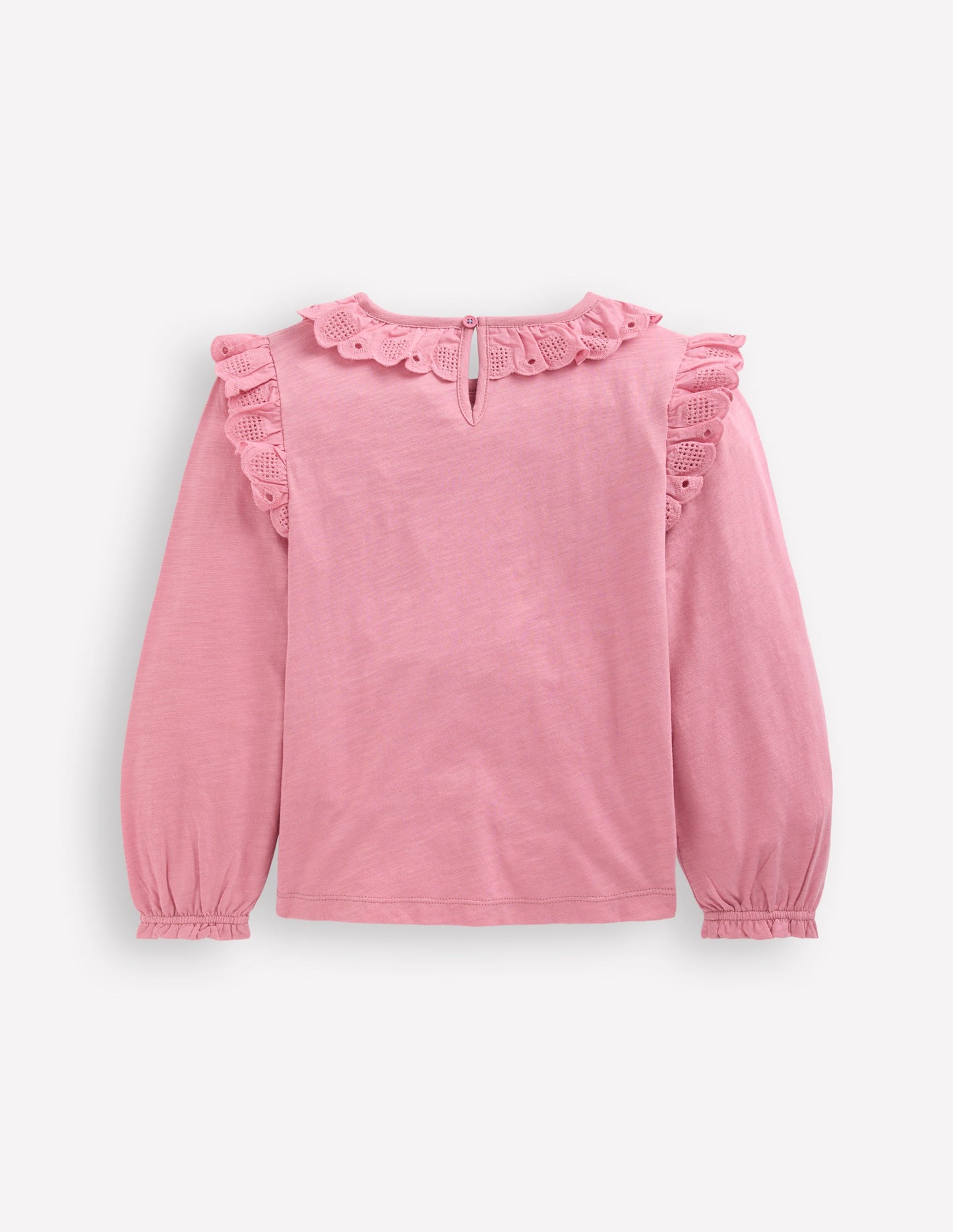 Oberteil mit Lochstickerei und Herzbesatz-Rosa Schleier