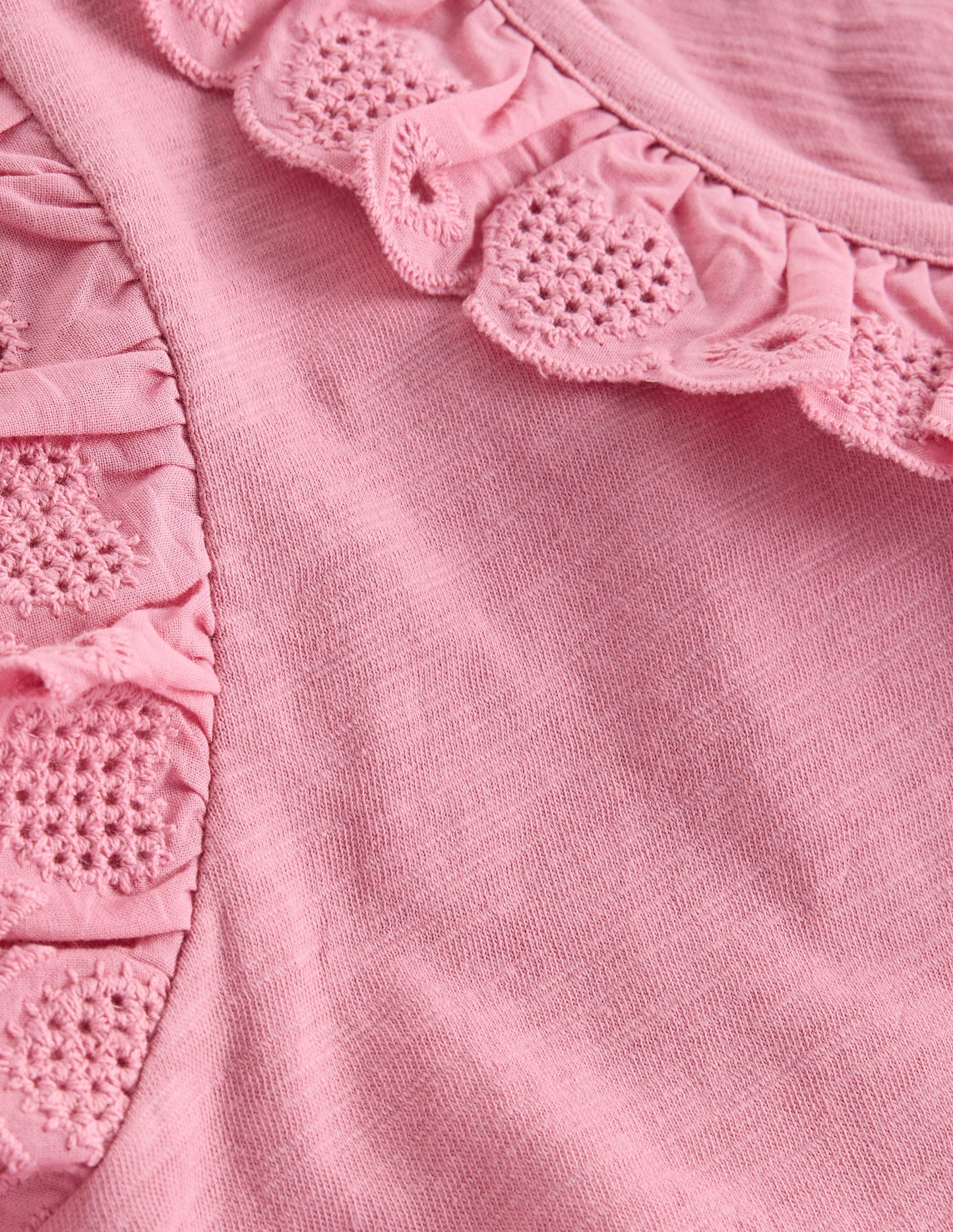 Oberteil mit Lochstickerei und Herzbesatz-Rosa Schleier