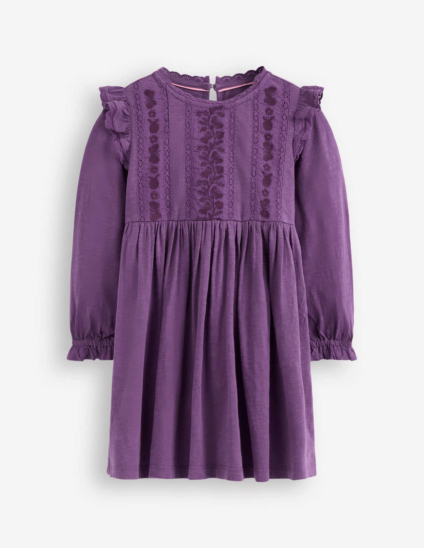 Jerseykleid mit Spitzenbesatz-Mystisches Lila