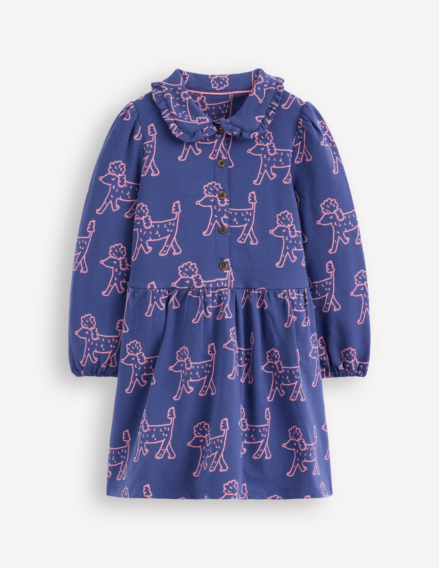 Kuscheliges Jersey-Hemdblusenkleid-Steuerbordblau Pudel