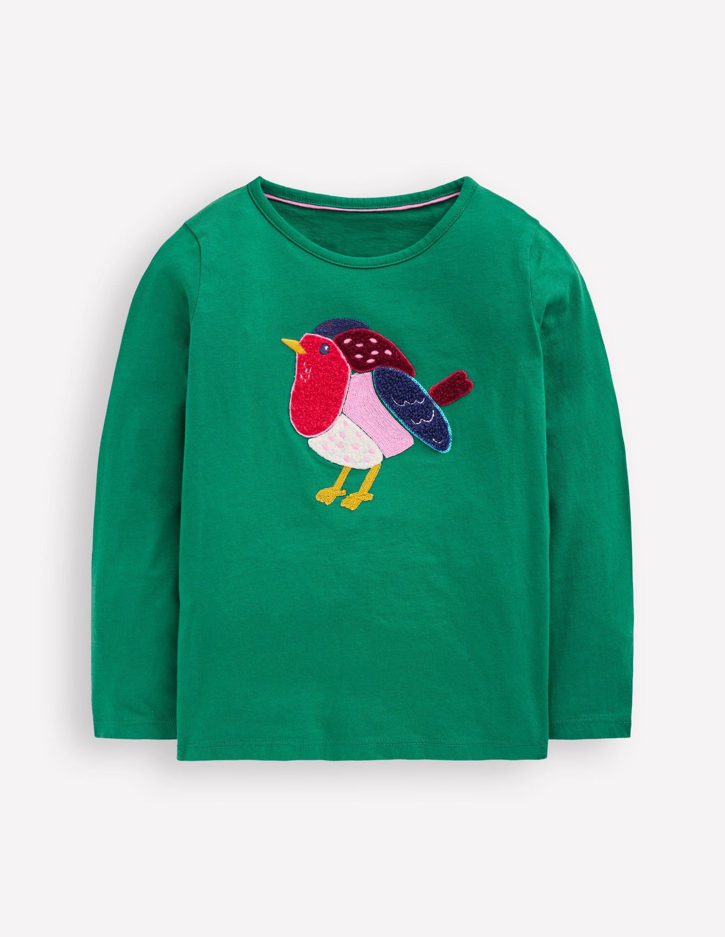 T-shirt à manches longues en bouclé-Rouge-gorge vert pin