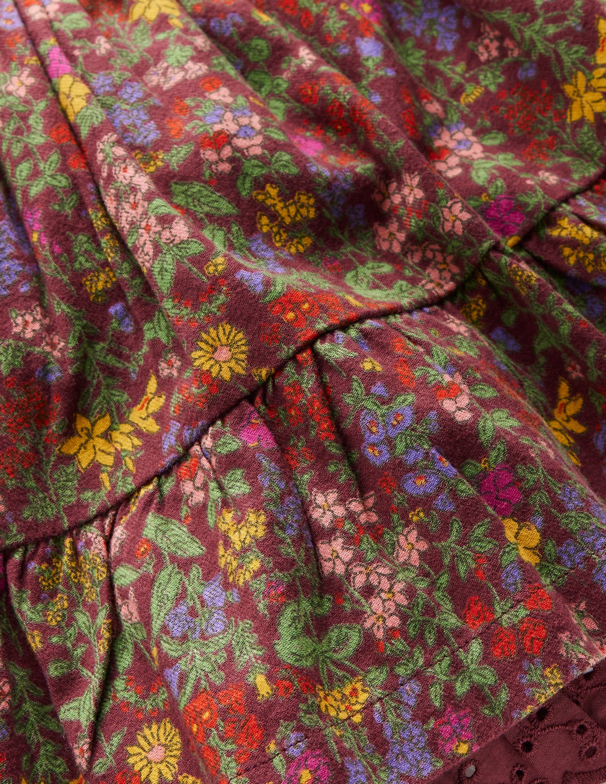 Jupe tissée imprimée à enfiler-Motif Flower Meadow châtaigne-4