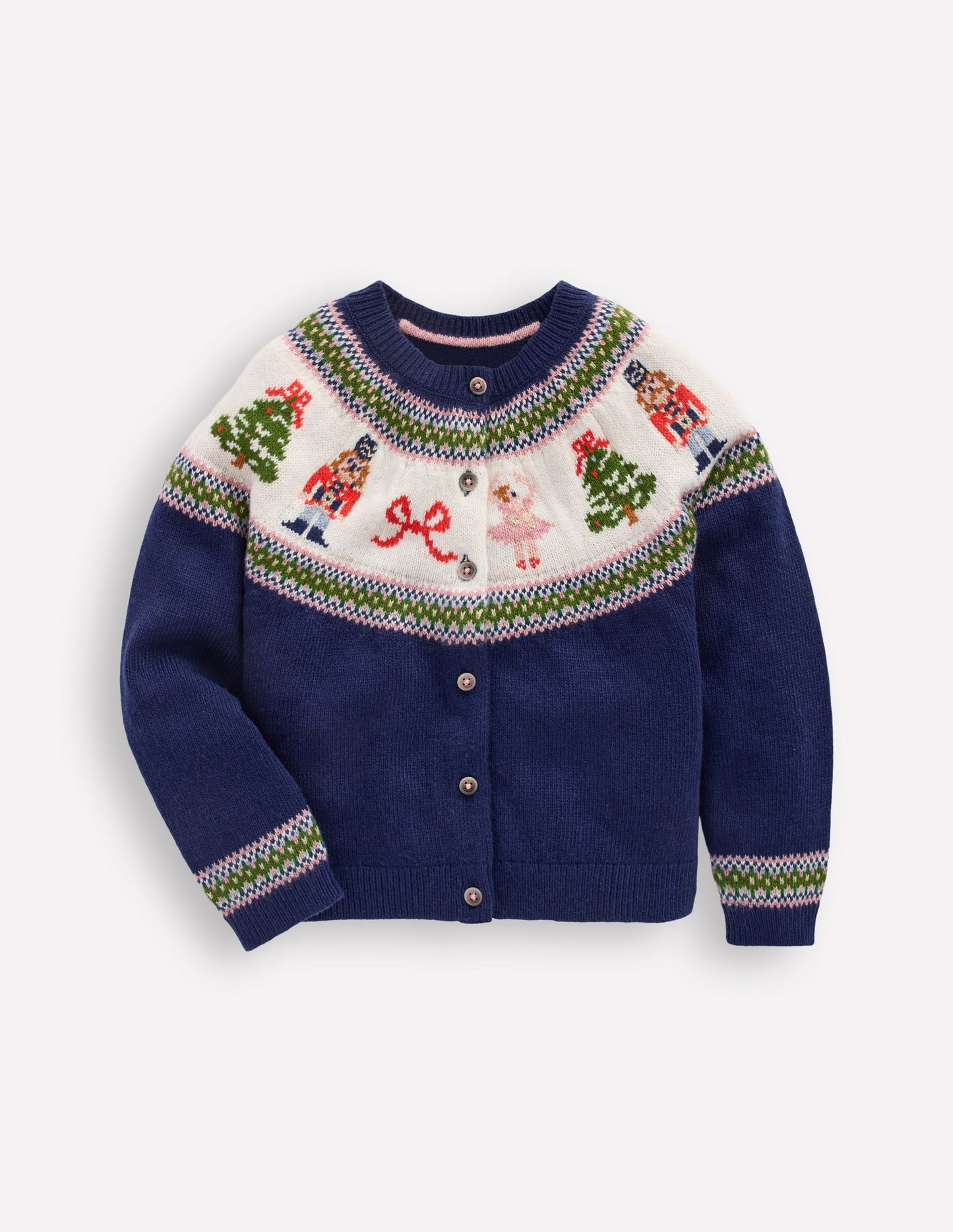 Edie Fair-Isle-Strickjacke-Blau Nussknacker