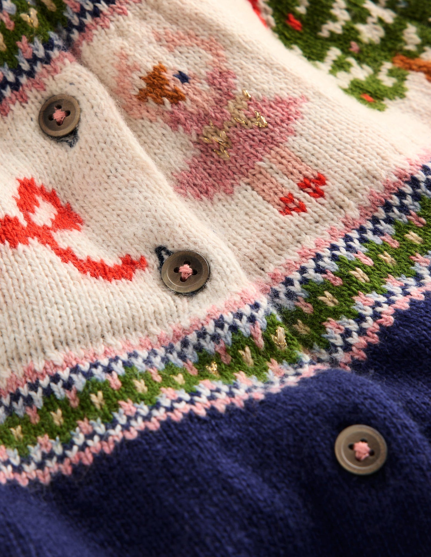 Edie Fair-Isle-Strickjacke-Blau Nussknacker