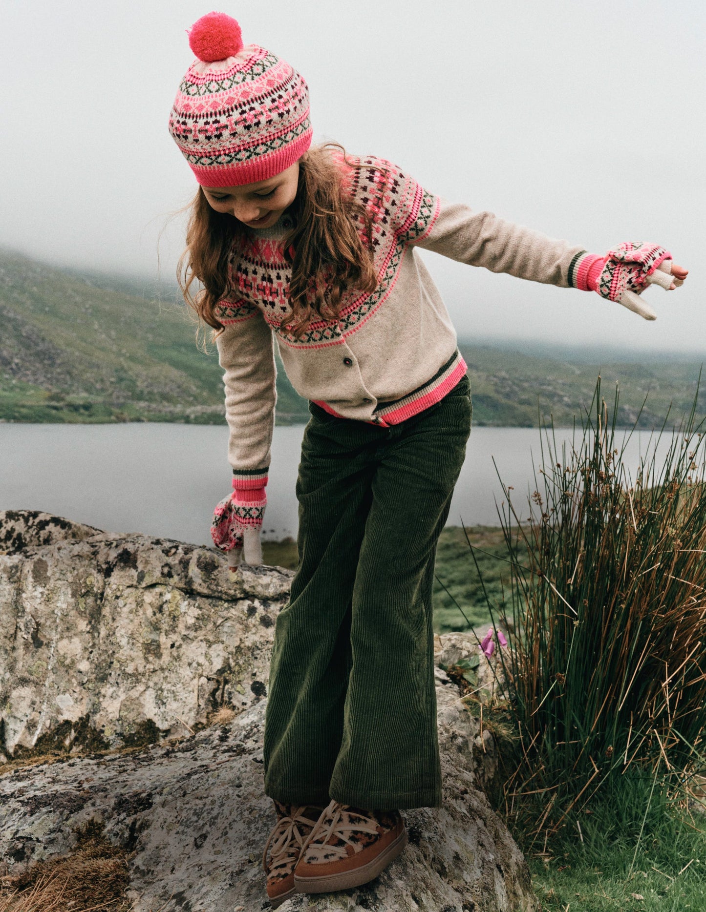 Edie Fair-Isle-Strickjacke-Haferbeige Klassisch Fair Isle