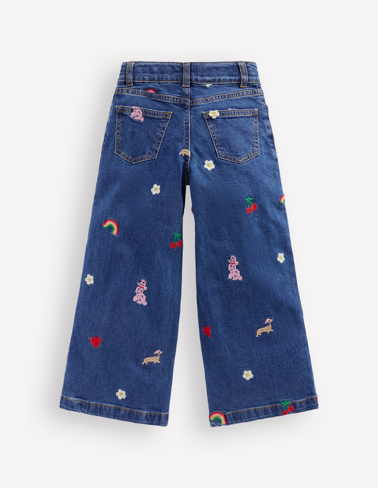 Hose mit weitem Bein-Denim Pariser Stickerei