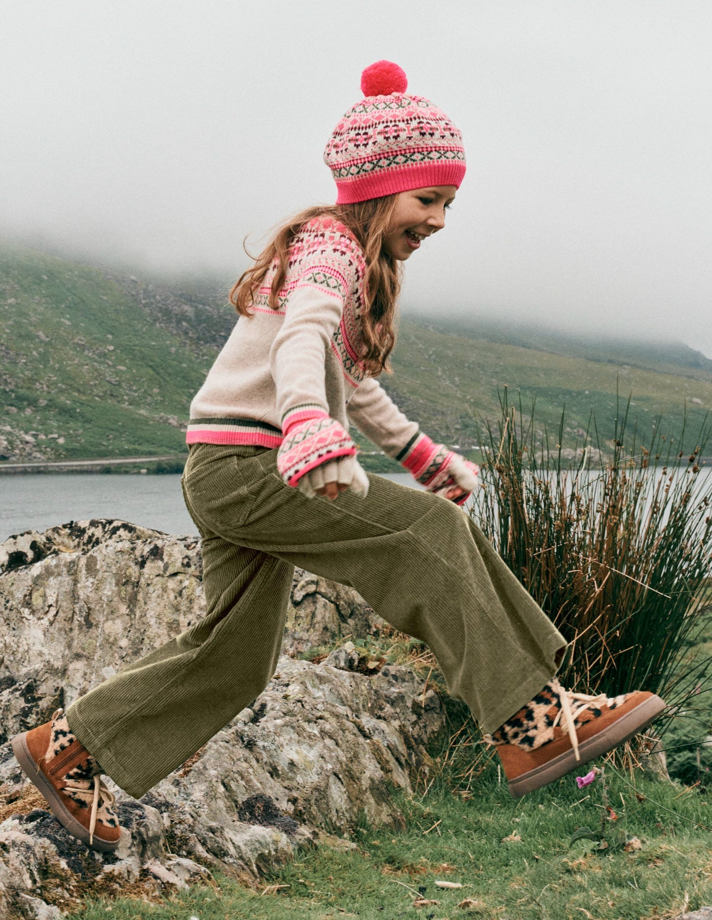 Hose mit weitem Bein-Waldgrün