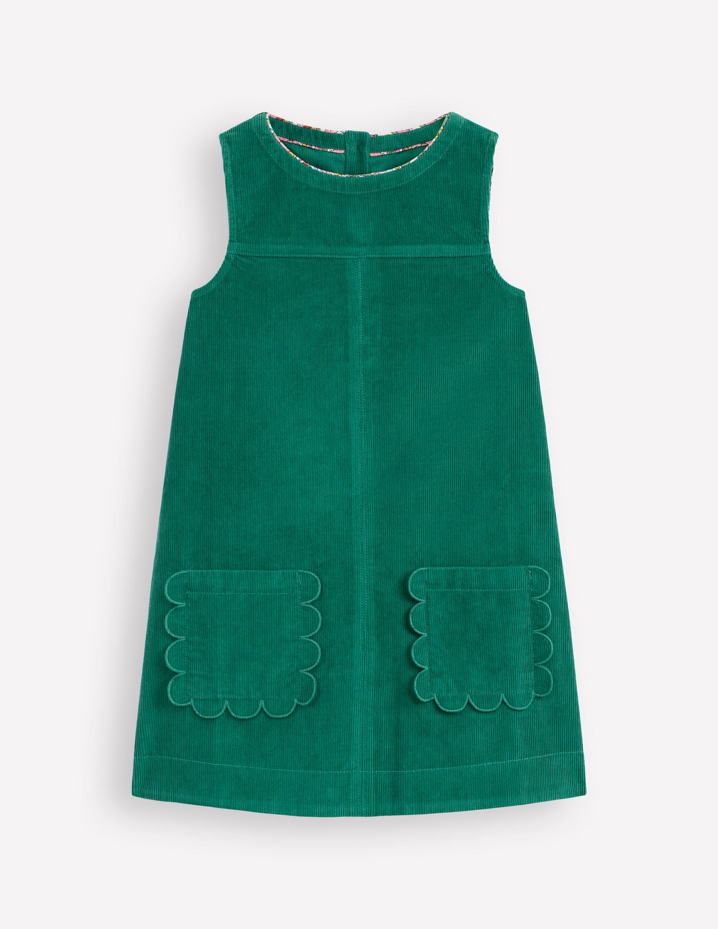 Robe chasuble Saffy en velours côtelé-Vert joyau