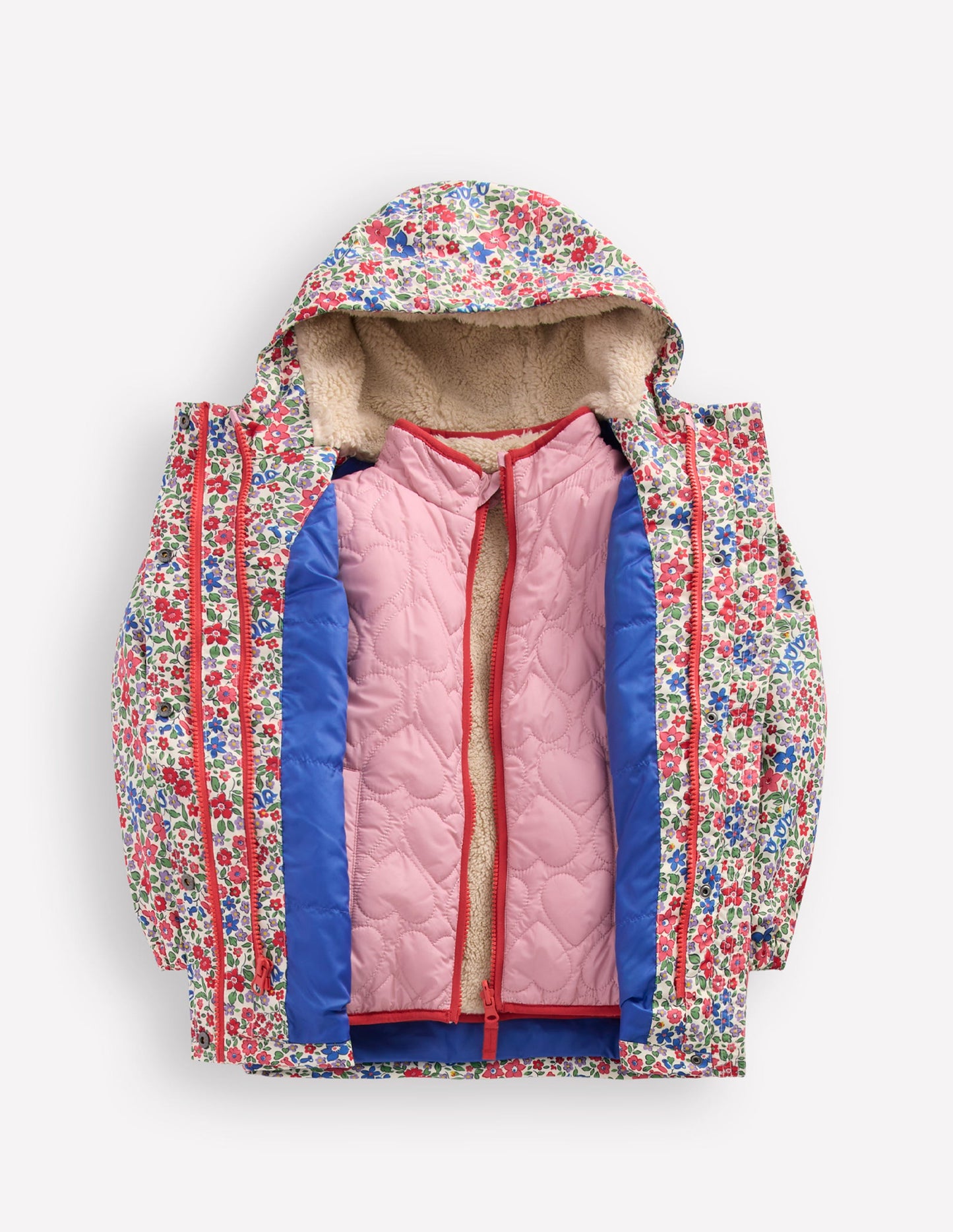 Manteau imperméable 4-en-1-Lit de fleurs rose extase