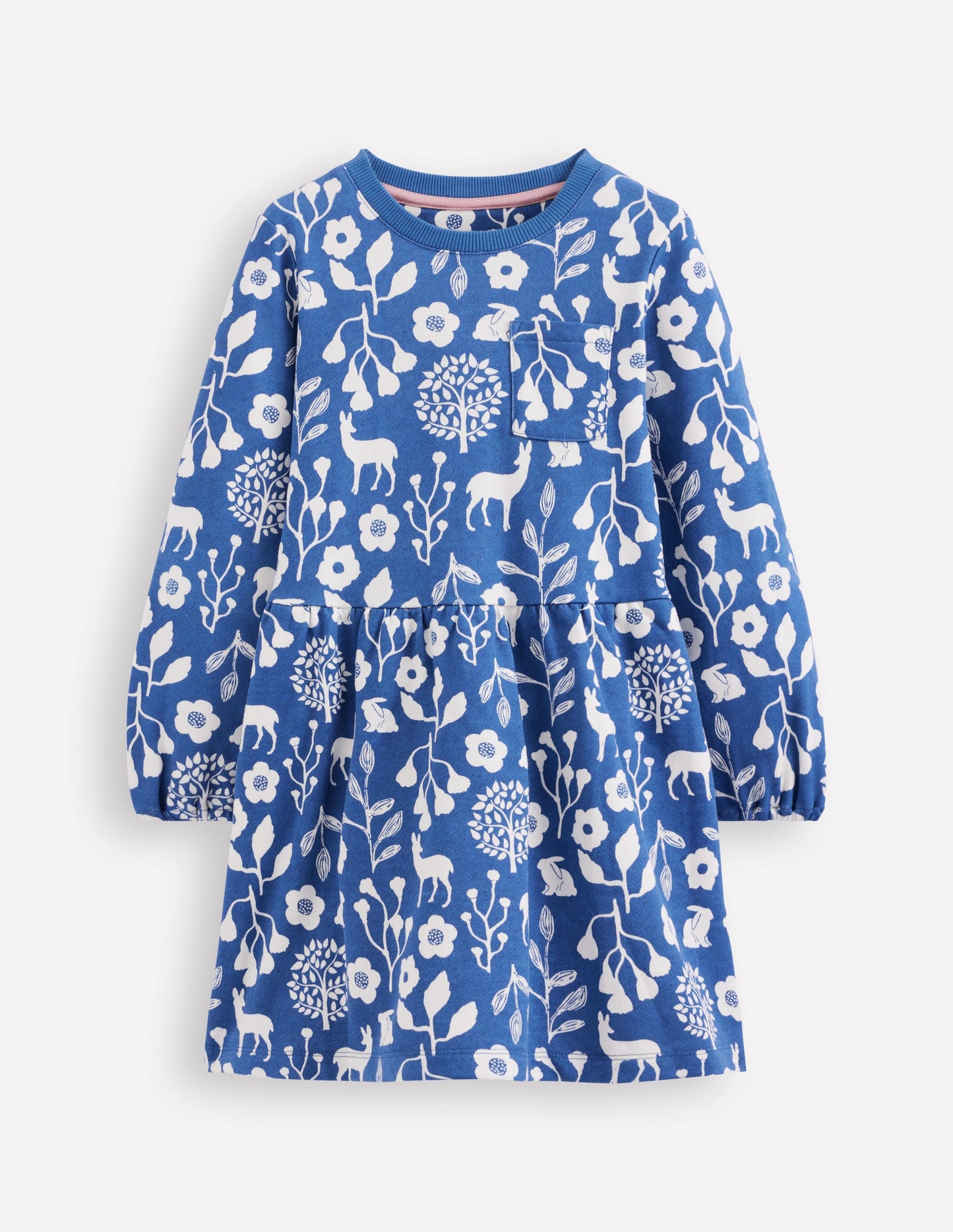 Loopback-Sweatkleid-Wald Blumenmuster